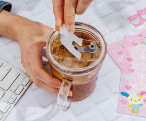Sanrio Hello Kitty Pink Outfit Glass Mug With Lid | Holds 14 Ounces