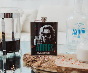 The Big Lebowski "The Dude Abides" Stainless Steel Flask | Holds 7 Ounces