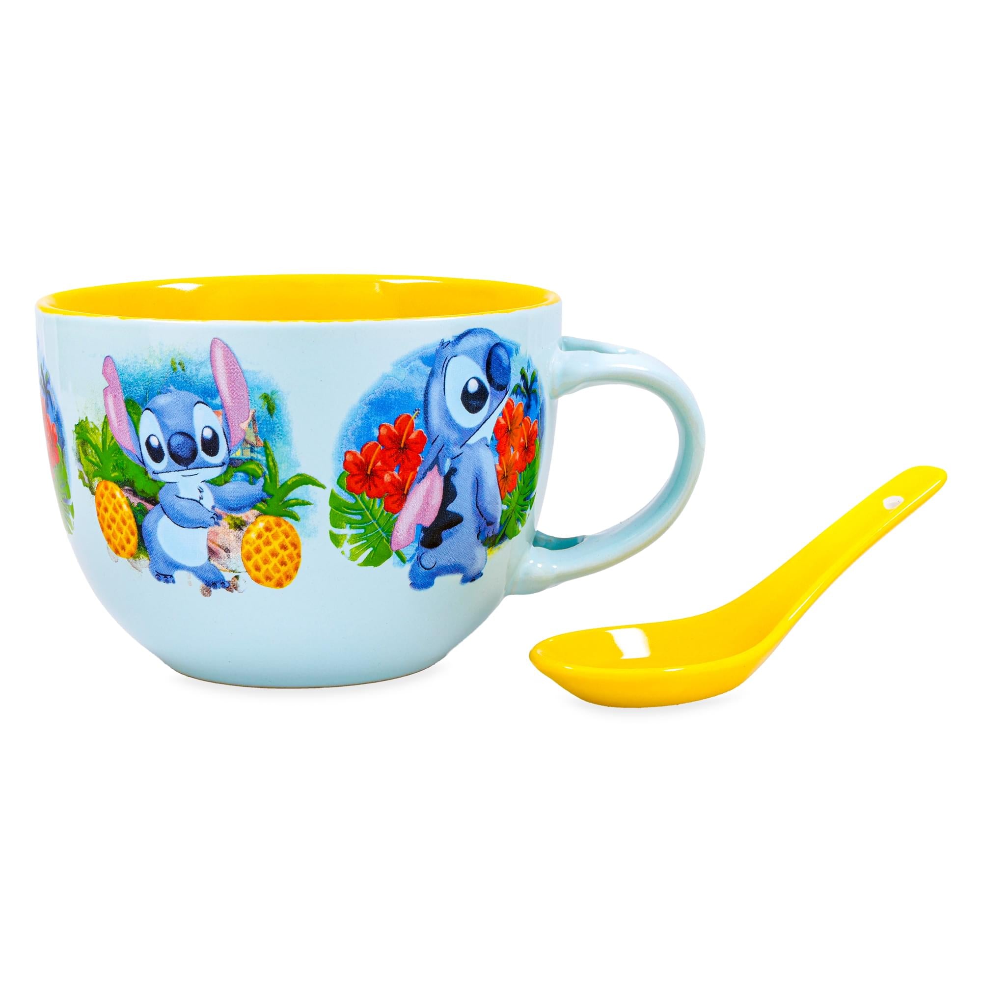 Disney Lilo & Stitch Tropical Ceramic Soup Mug With Spoon | Holds 24 Ounces