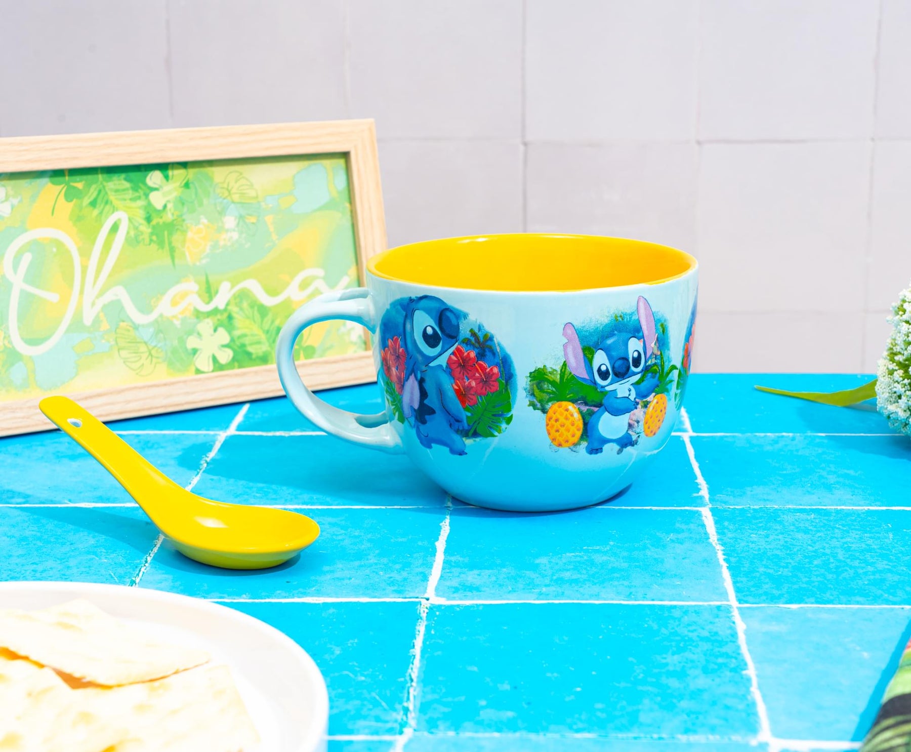 Disney Lilo & Stitch Tropical Ceramic Soup Mug With Spoon | Holds 24 Ounces