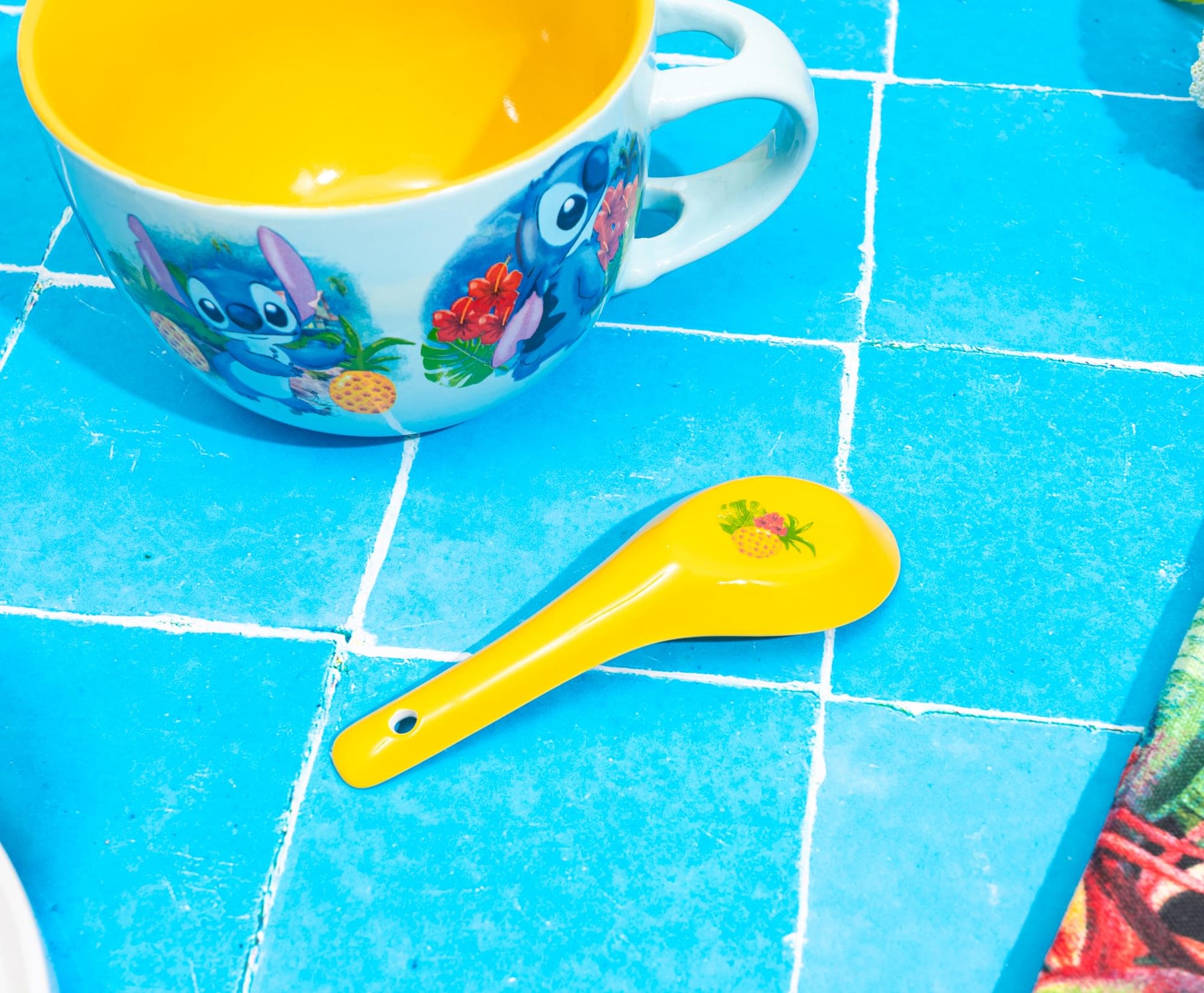 Disney Lilo & Stitch Tropical Ceramic Soup Mug With Spoon | Holds 24 Ounces