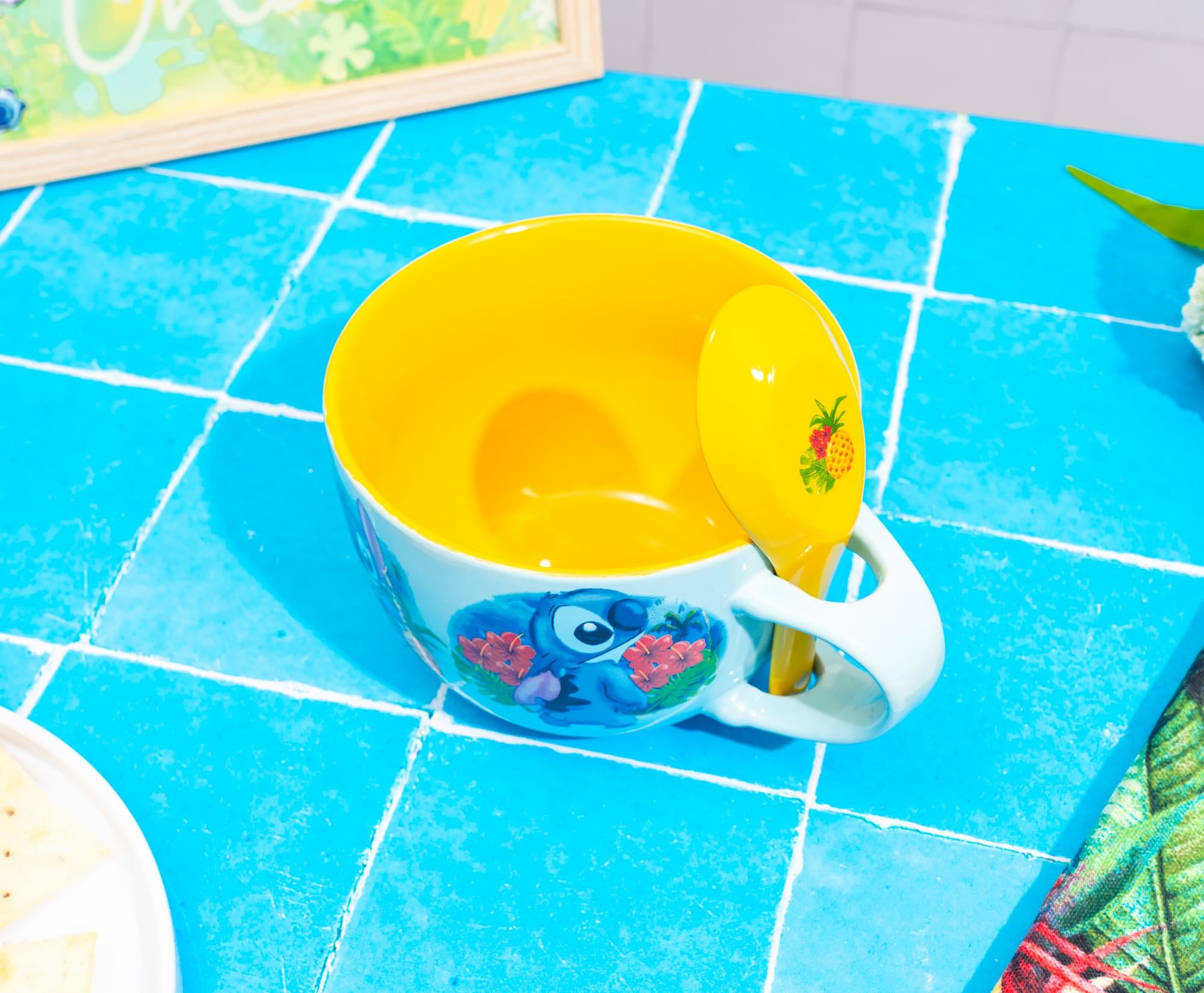 Disney Lilo & Stitch Tropical Ceramic Soup Mug With Spoon | Holds 24 Ounces