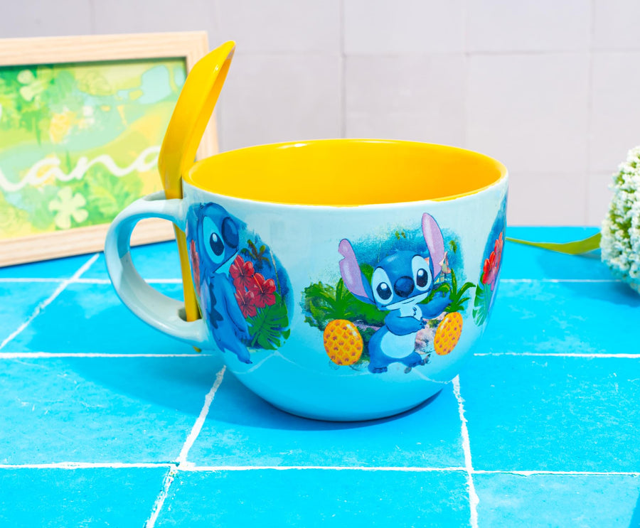 Disney Lilo & Stitch Tropical Ceramic Soup Mug With Spoon