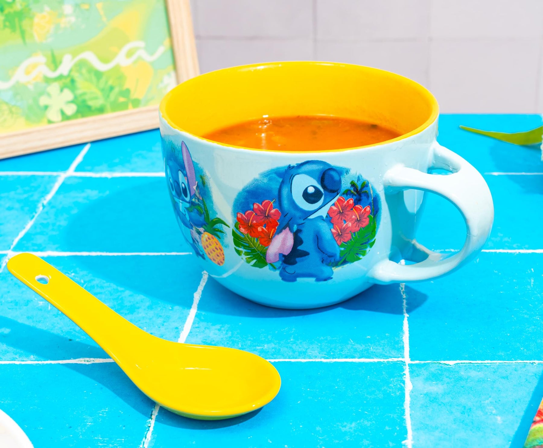 Disney Lilo & Stitch Tropical Ceramic Soup Mug With Spoon | Holds 24 Ounces