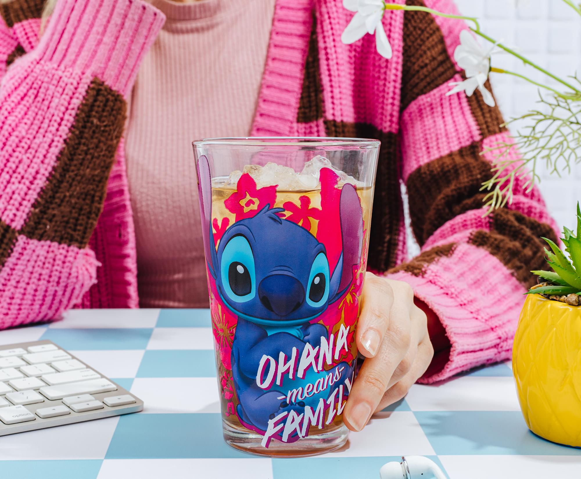 Disney Lilo & Stitch "Ohana Means Family" Pint Glass | Holds 16 Ounces