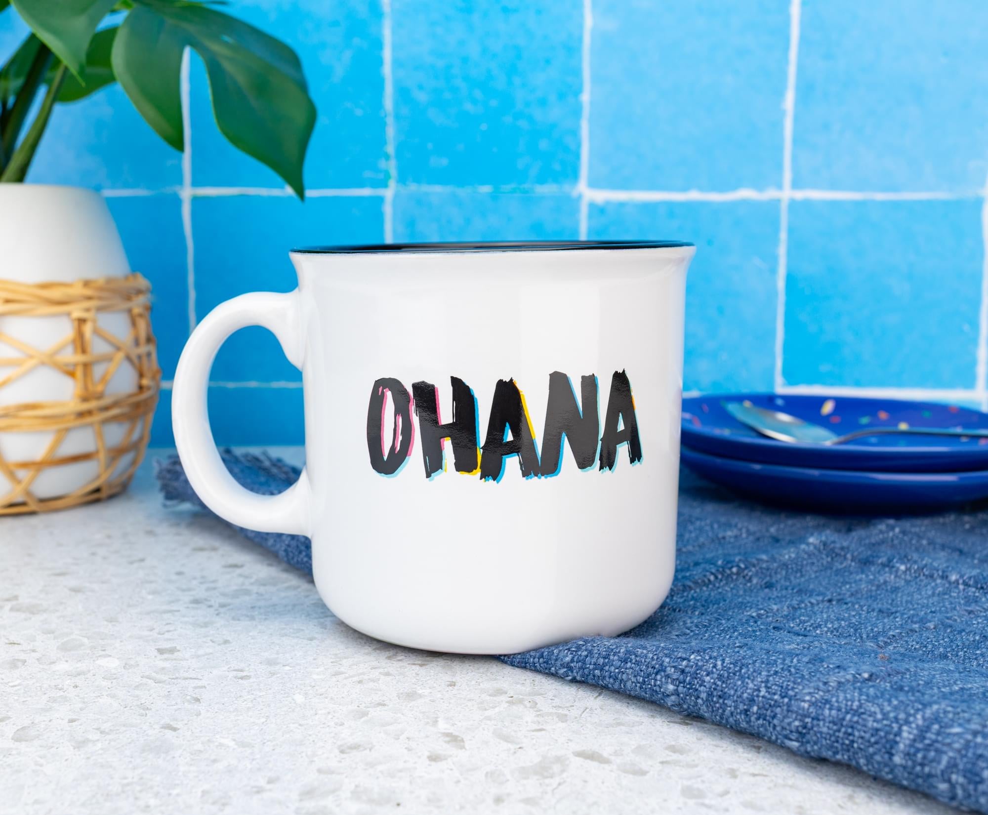 Disney Lilo & Stitch "Ohana" Ceramic Camper Mug | Holds 20 Ounces
