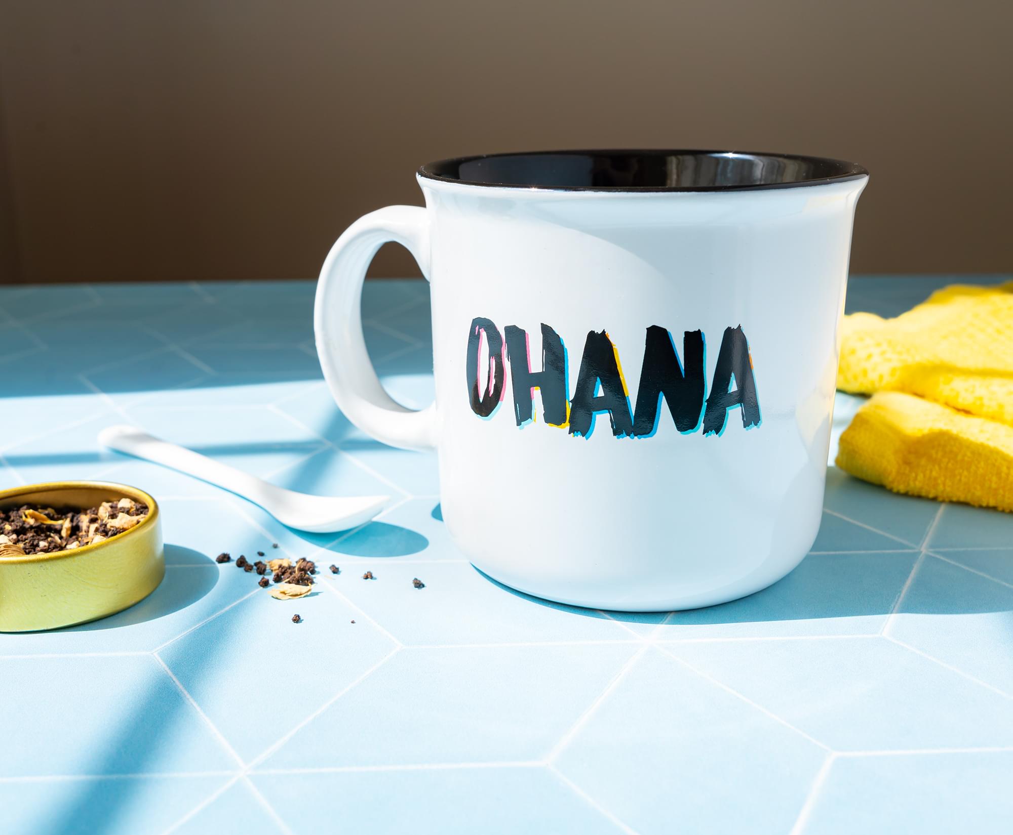 Disney Lilo & Stitch "Ohana" Ceramic Camper Mug | Holds 20 Ounces