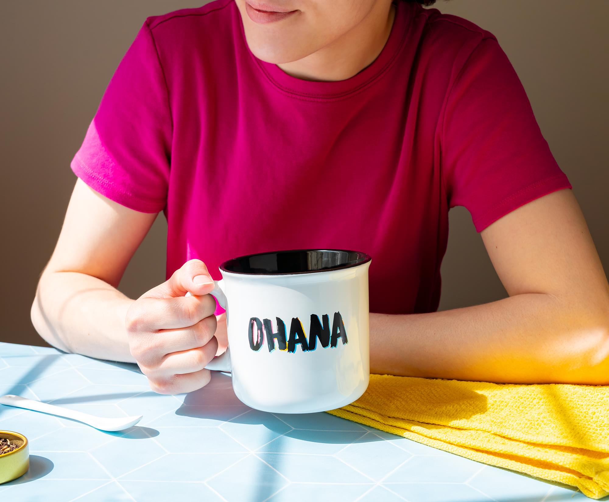 Disney Lilo & Stitch "Ohana" Ceramic Camper Mug | Holds 20 Ounces