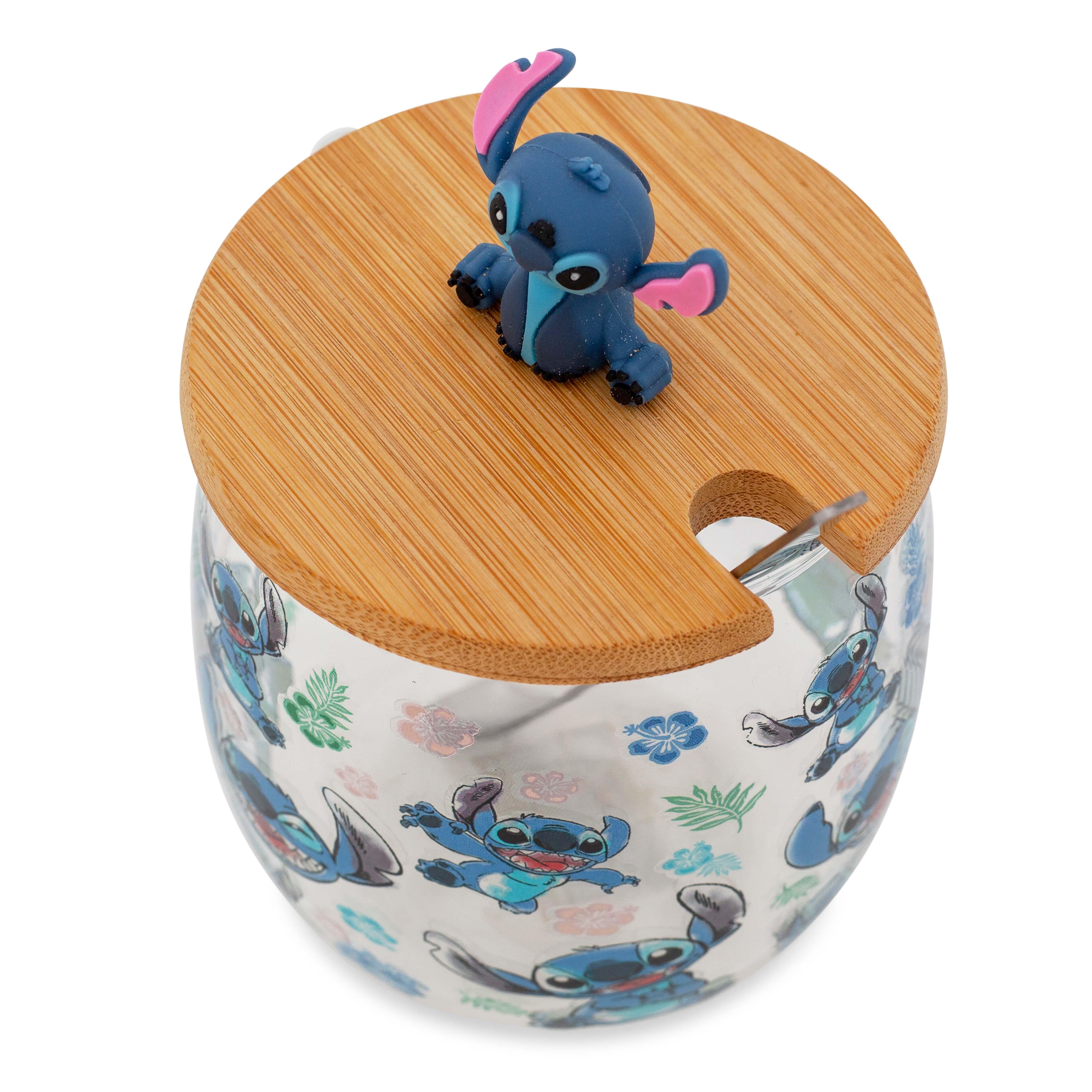 Disney Lilo & Stitch Expressions Glass Mug With Lid and Spoon | Holds 17 Ounces