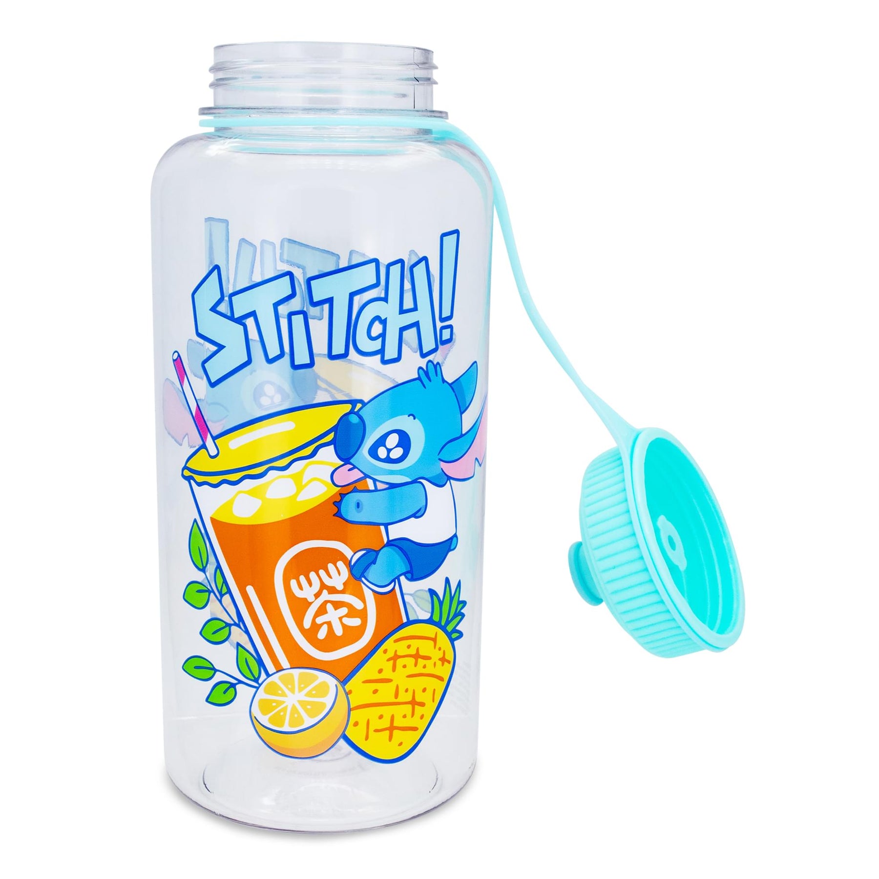 Disney Lilo & Stitch Bubble Tea Water Bottle With Sports Cap | Holds 34 Ounces