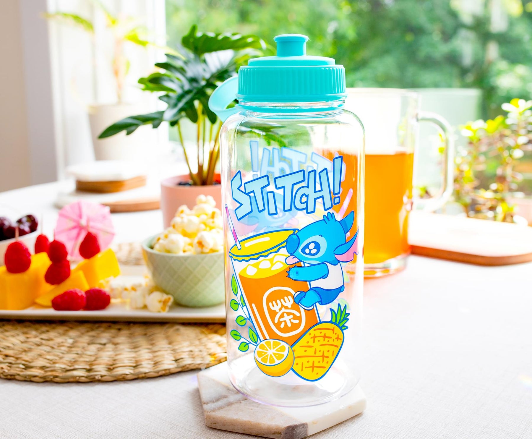 Disney Lilo & Stitch Bubble Tea Water Bottle With Sports Cap | Holds 34 Ounces