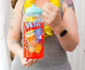 Disney Lilo & Stitch Bubble Tea Water Bottle With Sports Cap | Holds 34 Ounces