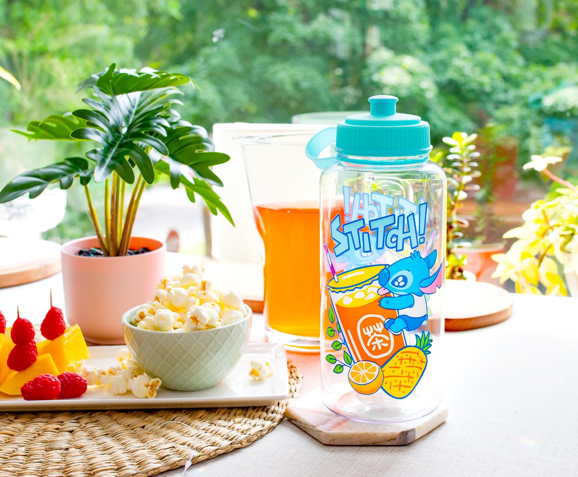 Disney Lilo & Stitch Bubble Tea Water Bottle With Sports Cap | Holds 34 Ounces