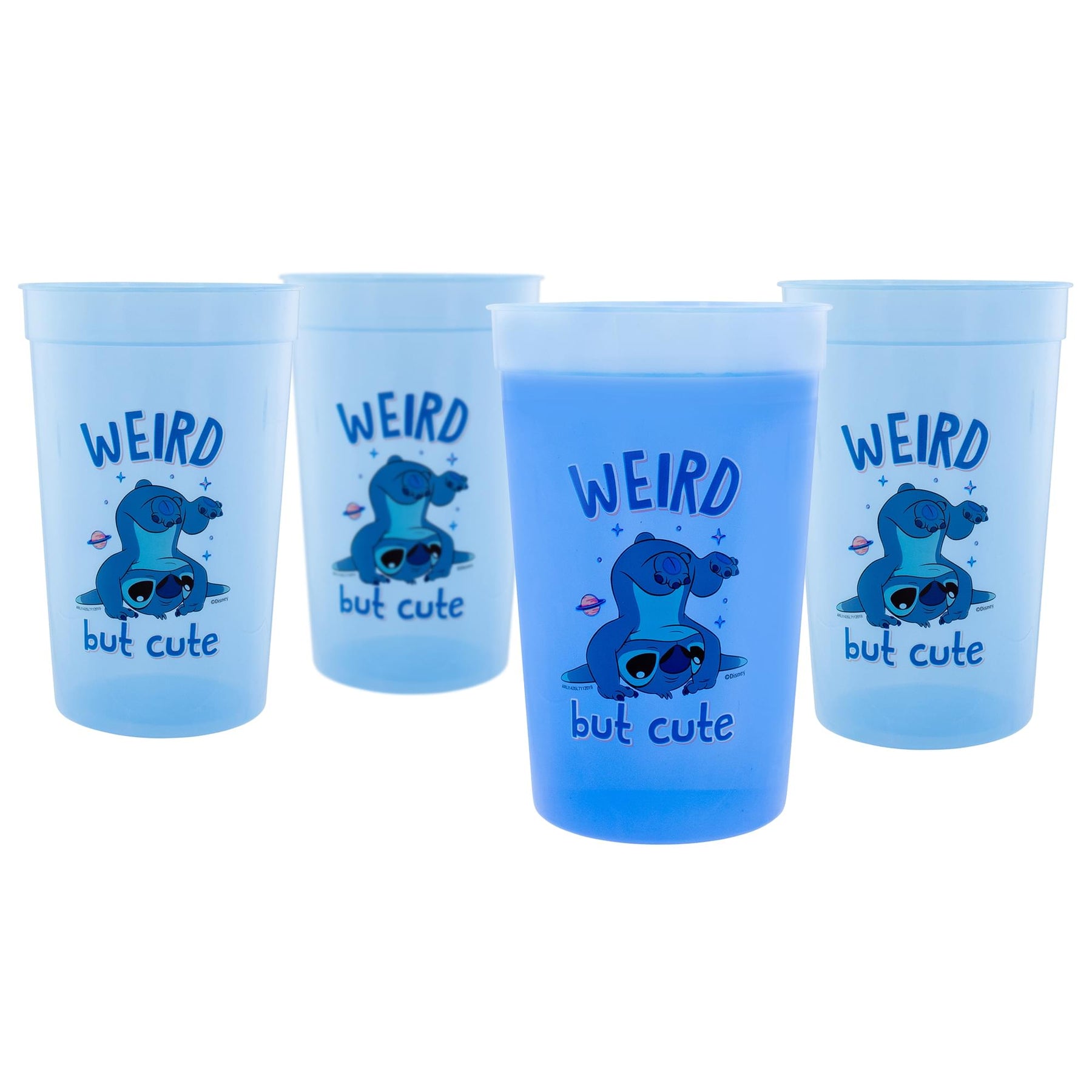Disney Lilo & Stitch 4-Piece Color-Change Plastic Cup Set | Each Holds 15 Ounces