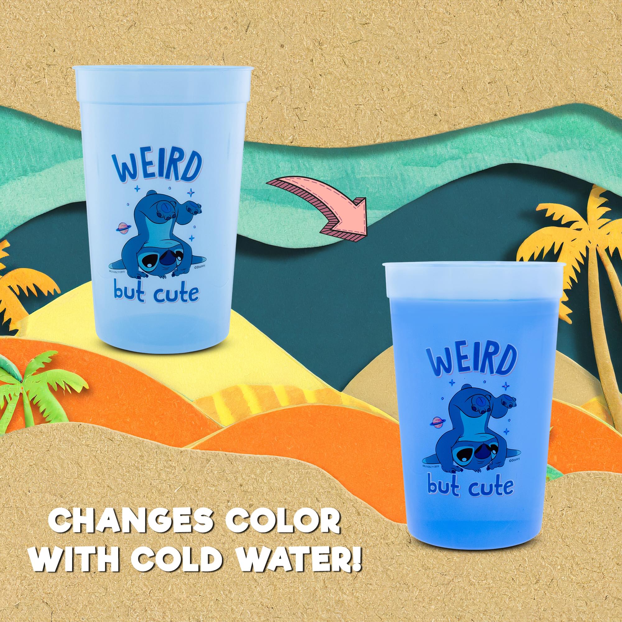 Disney Lilo & Stitch 4-Piece Color-Change Plastic Cup Set | Each Holds 15 Ounces
