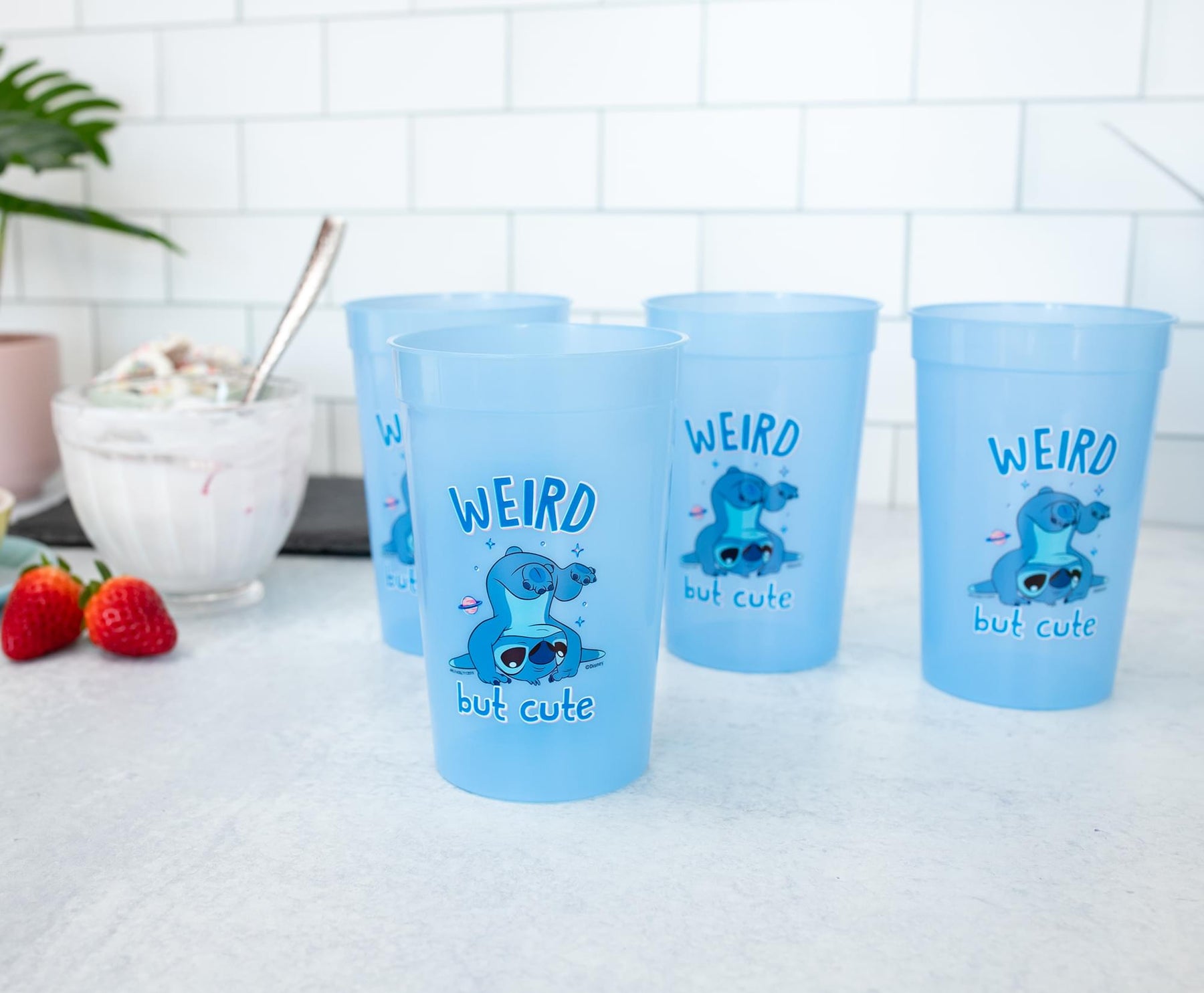 Disney Lilo & Stitch 4-Piece Color-Change Plastic Cup Set | Each Holds 15 Ounces
