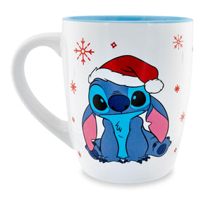 Disney Lilo & Stitch Santa Hat Jumbo Curved Ceramic Latte Mug | Holds 25 Ounces