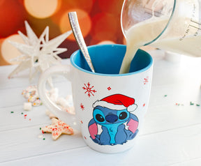 Disney Lilo & Stitch Santa Hat Jumbo Curved Ceramic Latte Mug | Holds 25 Ounces