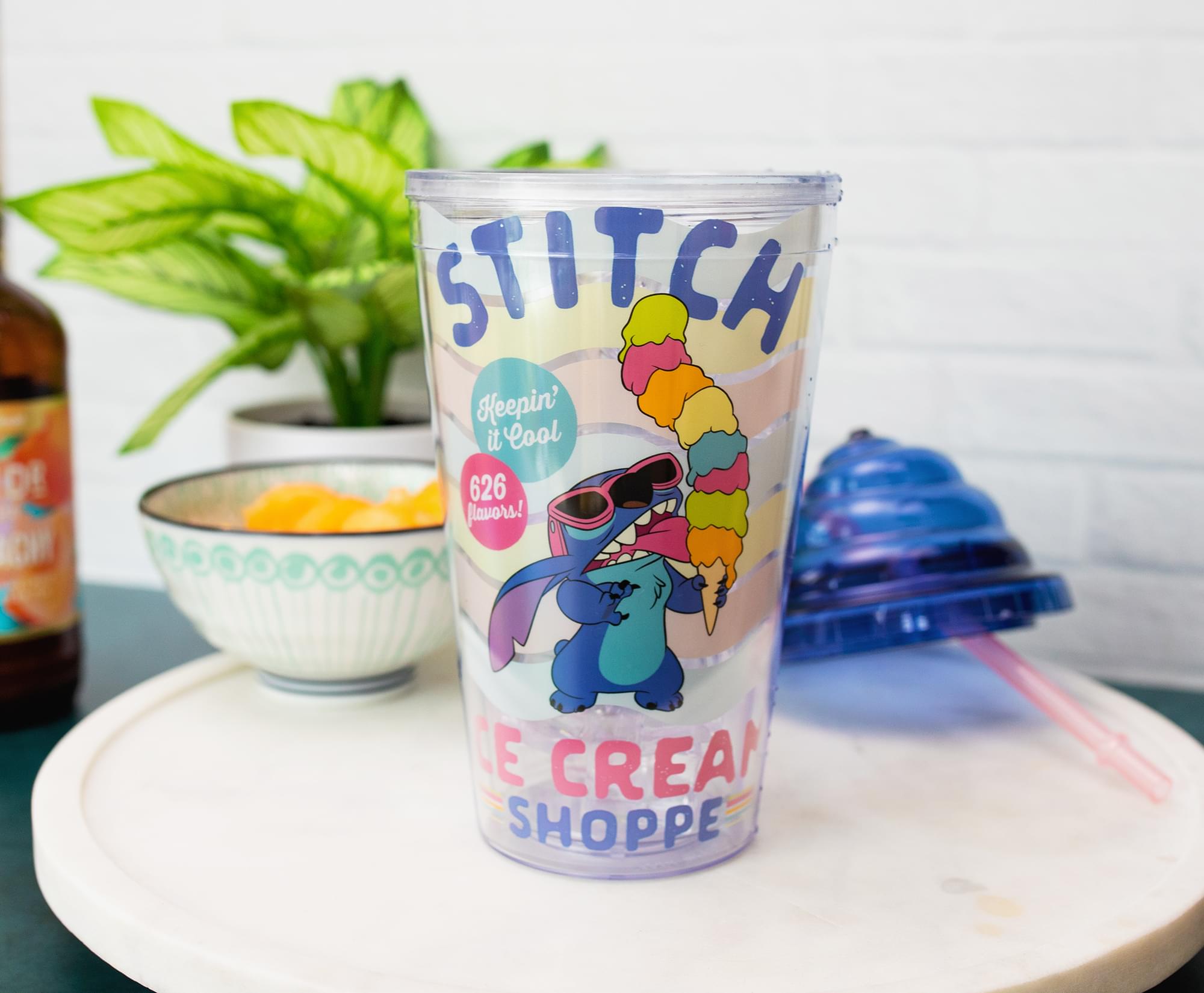 Disney Lilo & Stitch Ice Cream Shoppe Acrylic Carnival Cup with Lid and Straw