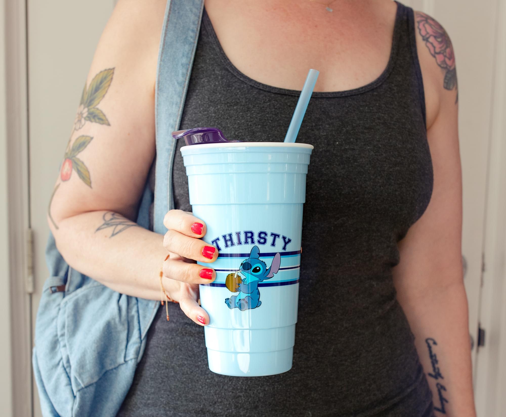 Disney Lilo & Stitch "Thirsty" Tumbler With Lid and Straw | Holds 32 Ounces