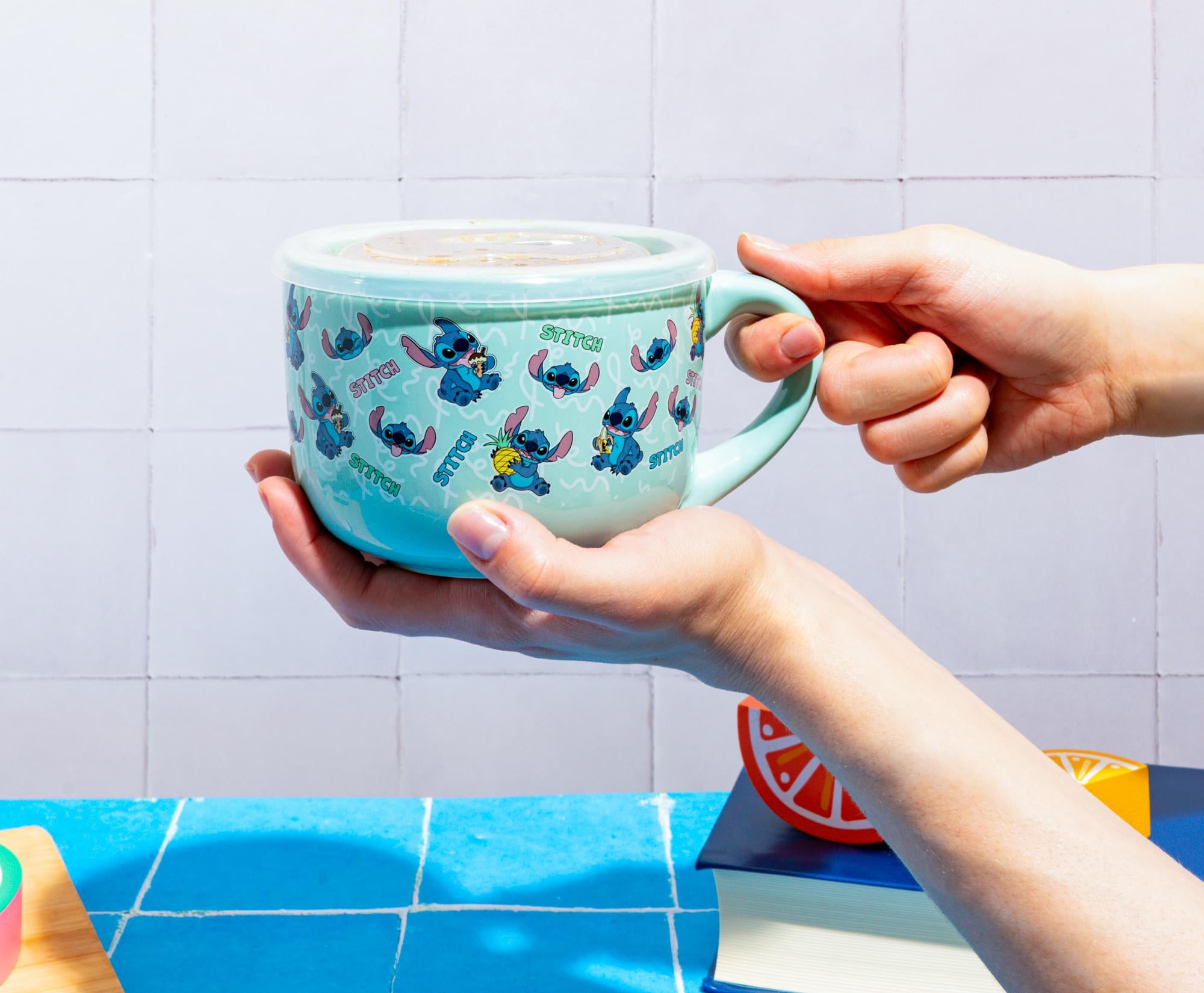 Disney Lilo & Stitch Snack Toss 24-Ounce Ceramic Soup Mug With Vented Lid