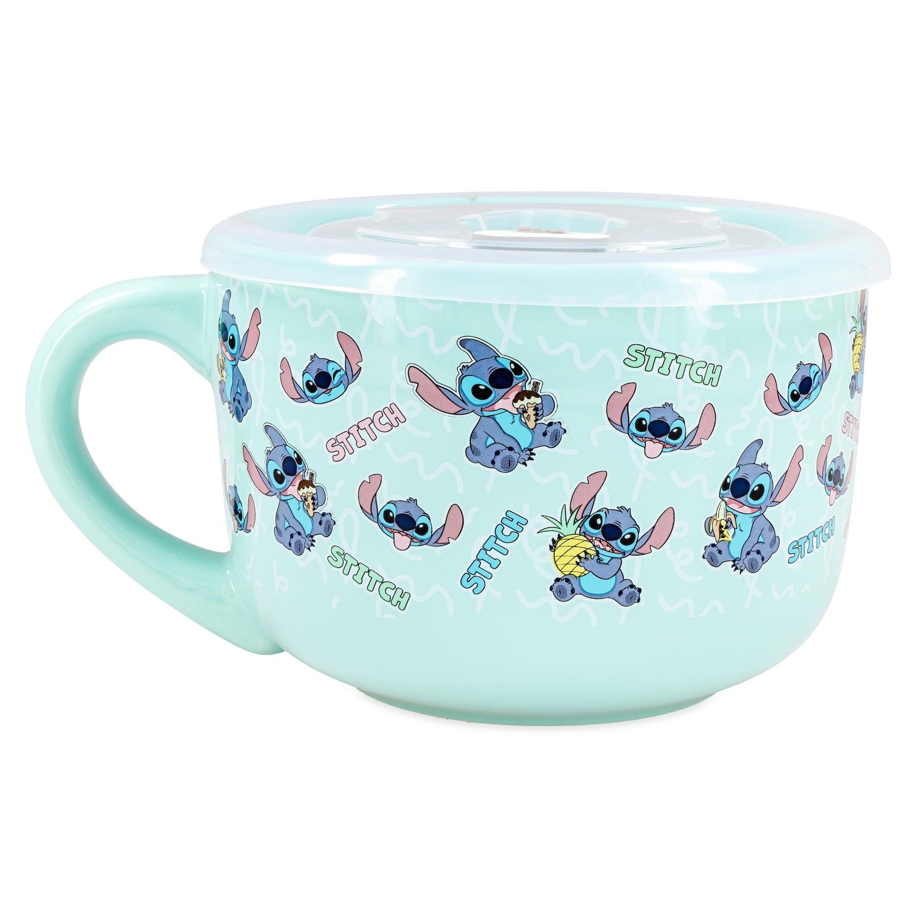 Disney Lilo & Stitch Snack Toss 24-Ounce Ceramic Soup Mug With Vented Lid
