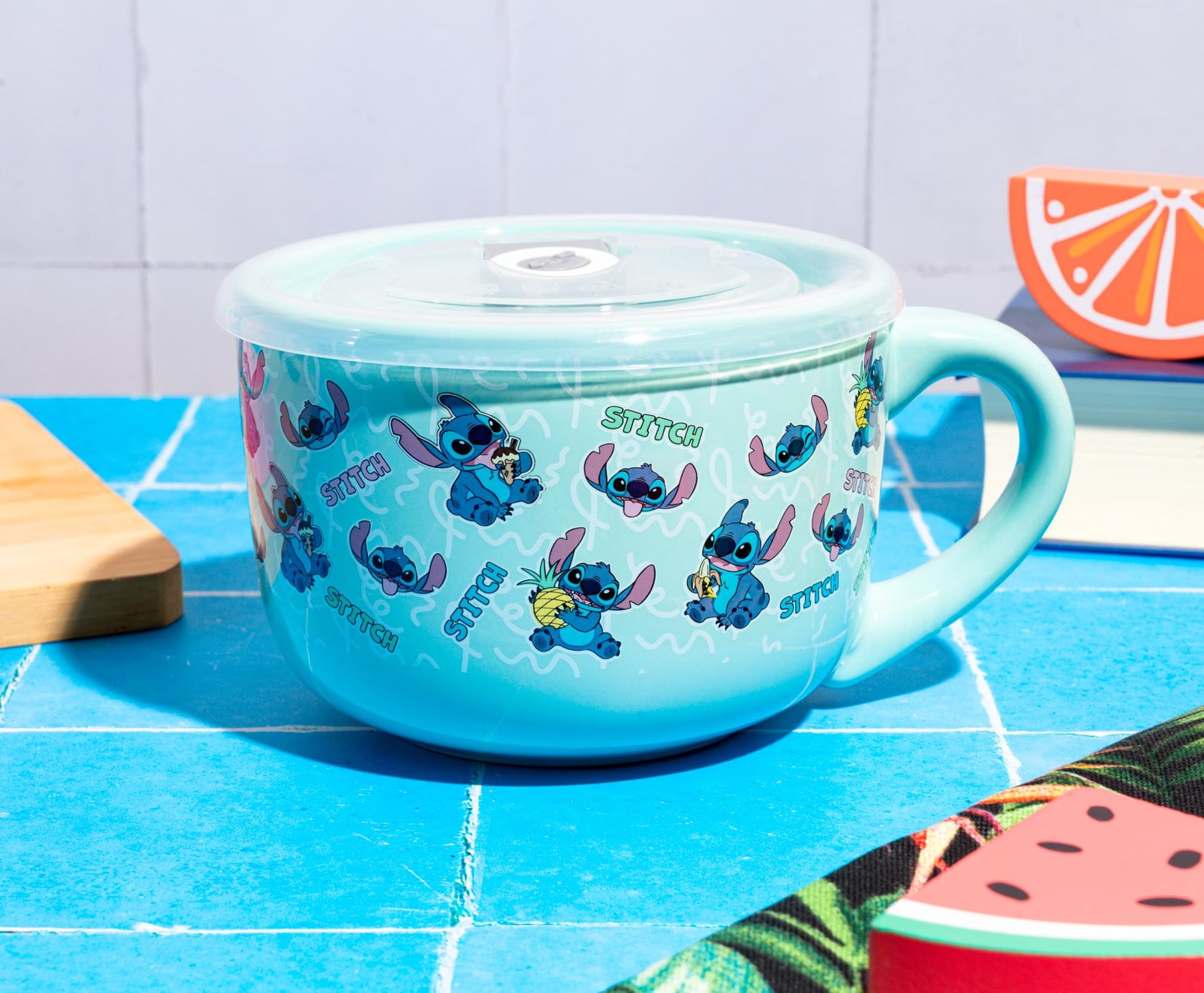 Disney Lilo & Stitch Snack Toss 24-Ounce Ceramic Soup Mug With Vented Lid