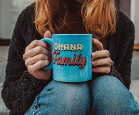 Disney Lilo & Stitch "Ohana Means Family" Ceramic Mug With Lid | Holds 18 Ounces
