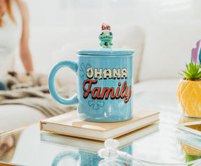 Disney Lilo & Stitch "Ohana Means Family" Ceramic Mug With Lid | Holds 18 Ounces