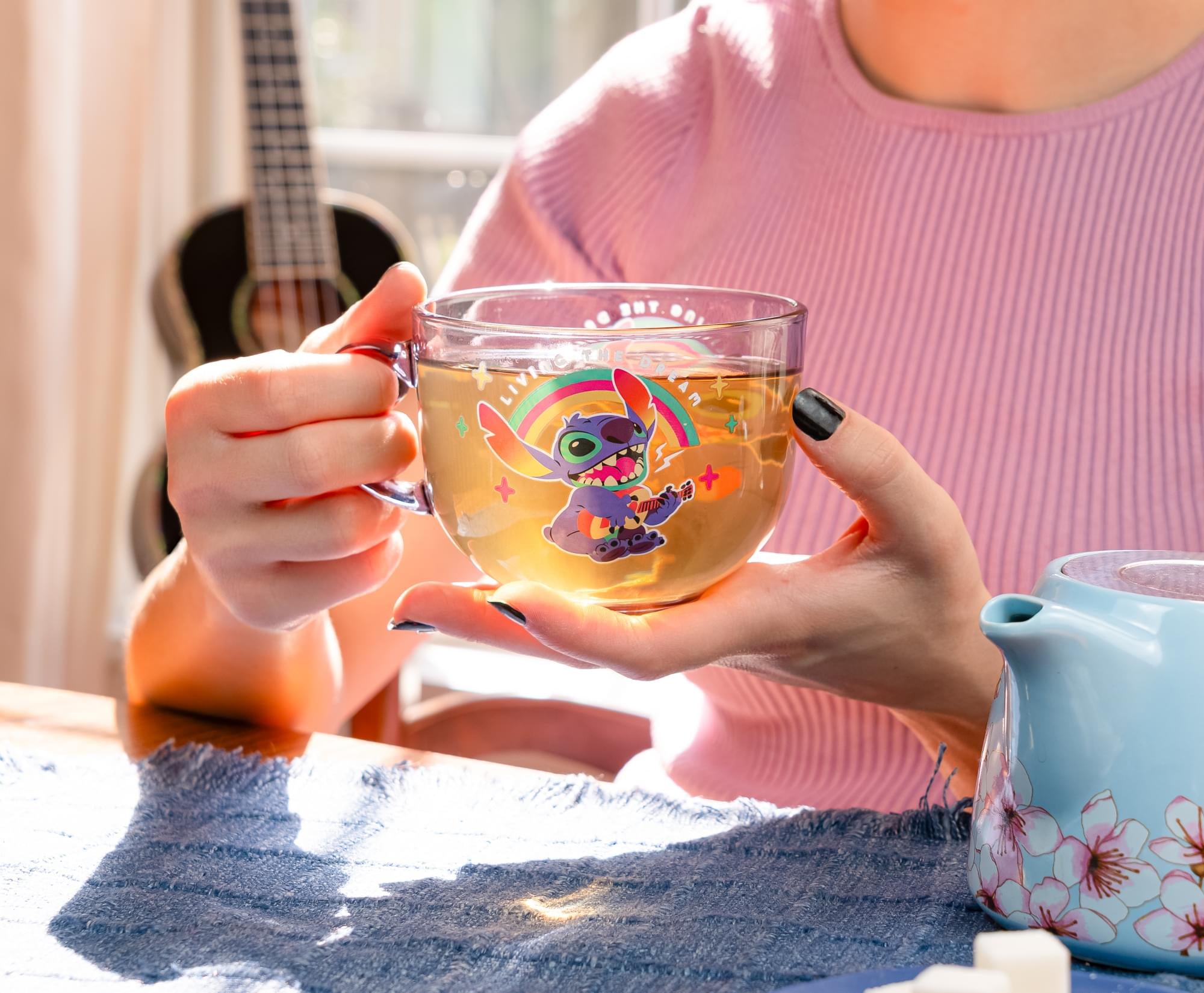 Disney Lilo & Stitch "Living The Dream" Glass Mug | Holds 16 Ounces