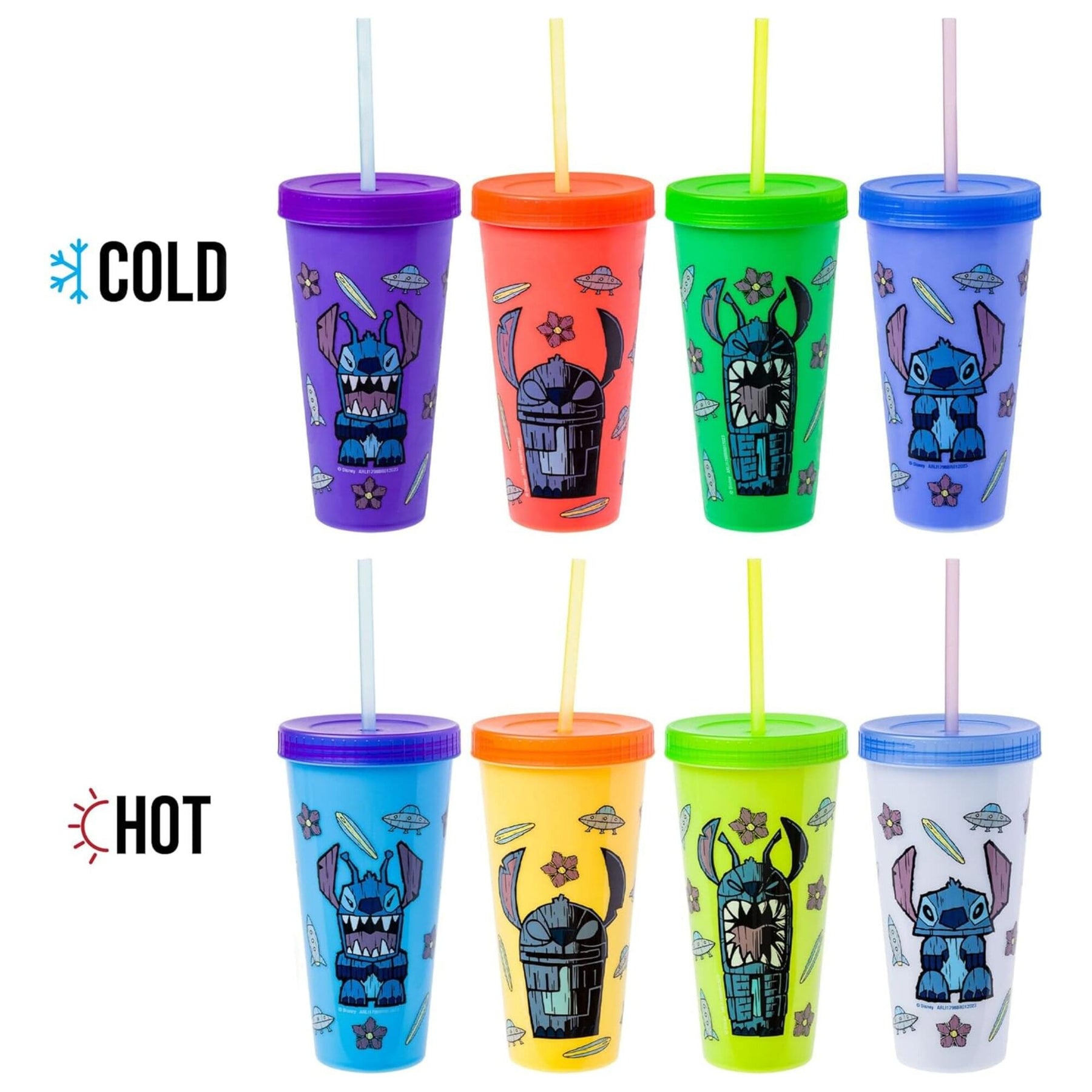 Disney Lilo & Stitch Tiki 24-Ounce Color-Changing Plastic Tumbler Set