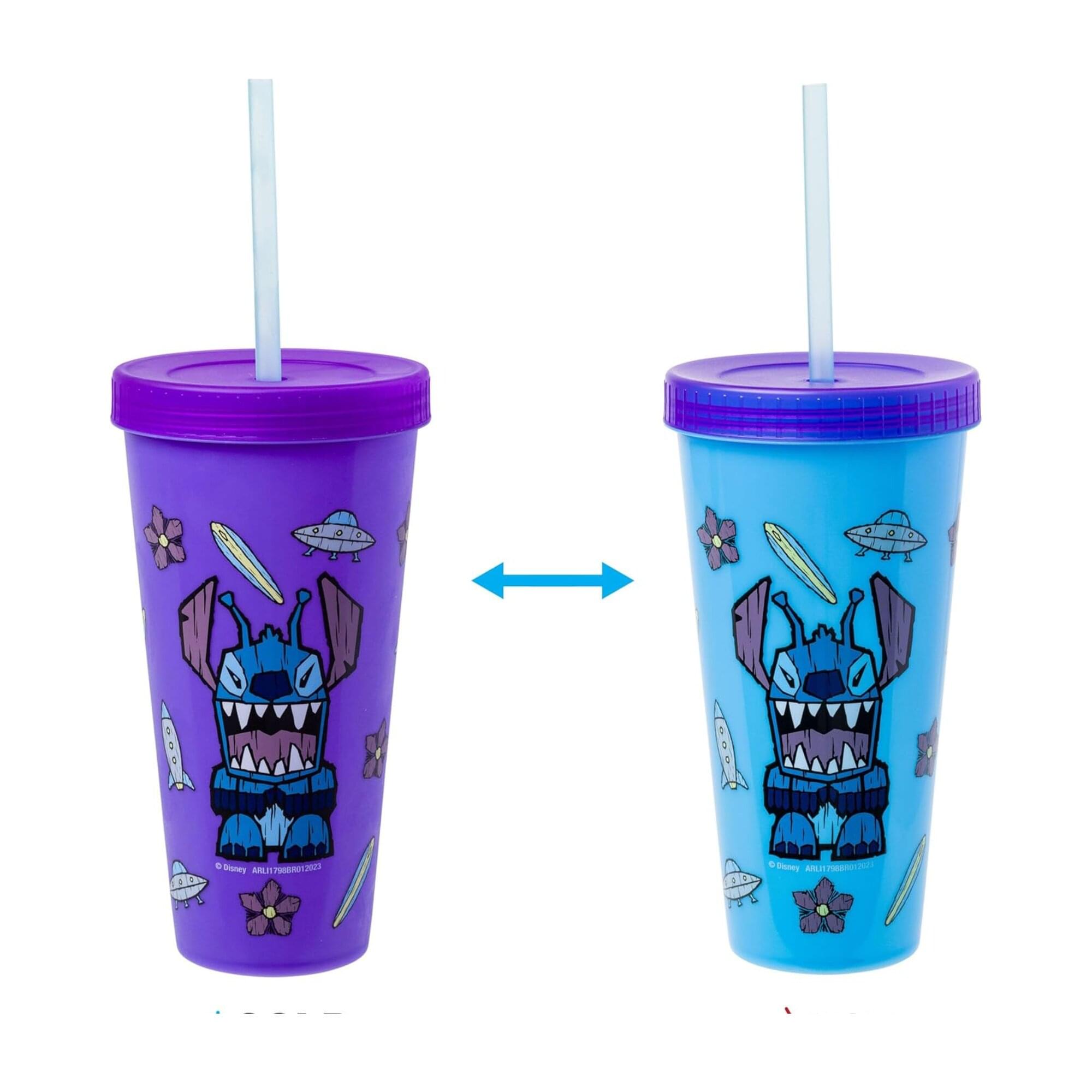 Disney Lilo & Stitch Tiki 24-Ounce Color-Changing Plastic Tumbler Set