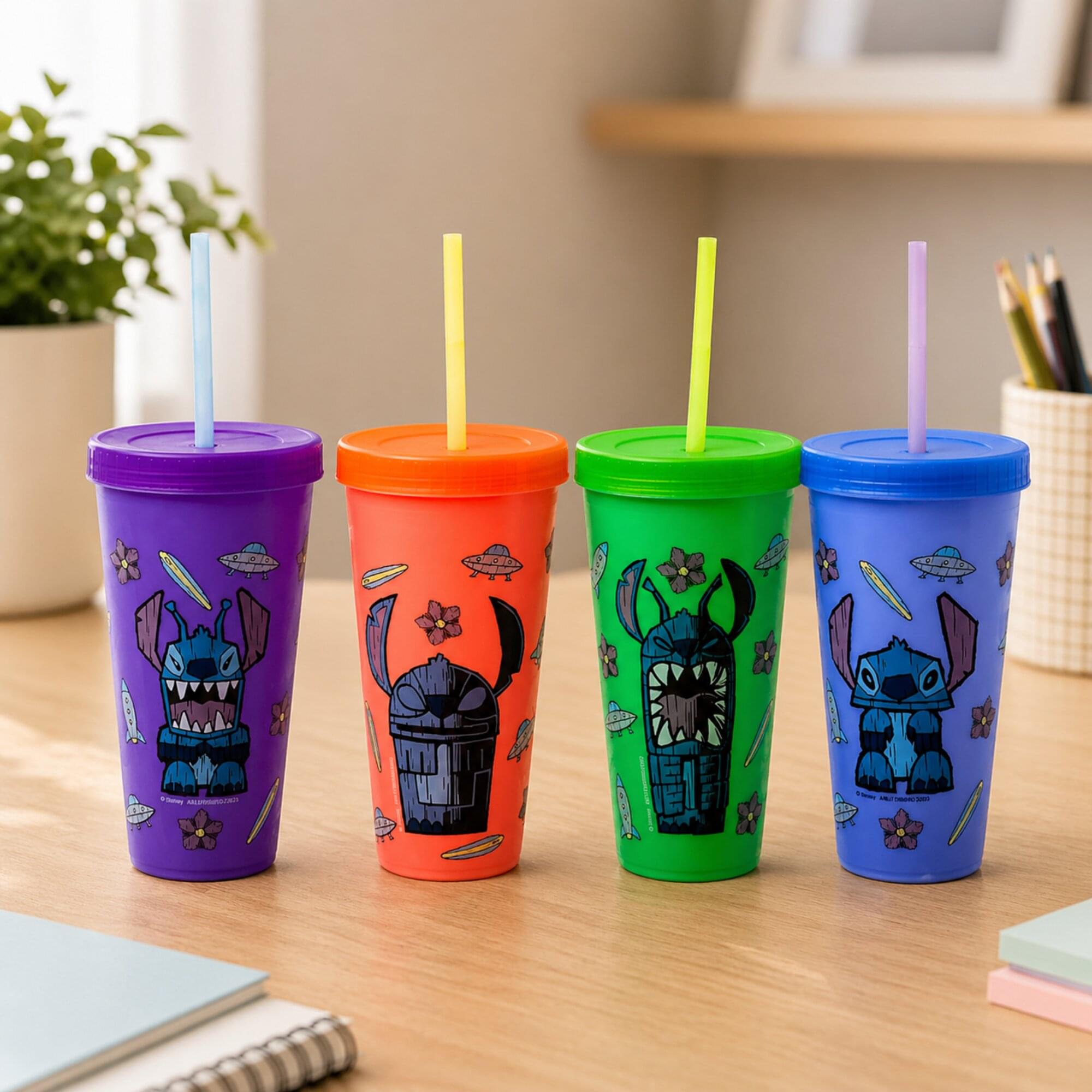 Disney Lilo & Stitch Tiki 24-Ounce Color-Changing Plastic Tumbler Set