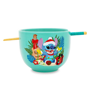 Disney Lilo & Stitch Holiday 20-Ounce Ceramic Ramen Bowl and Chopstick Set