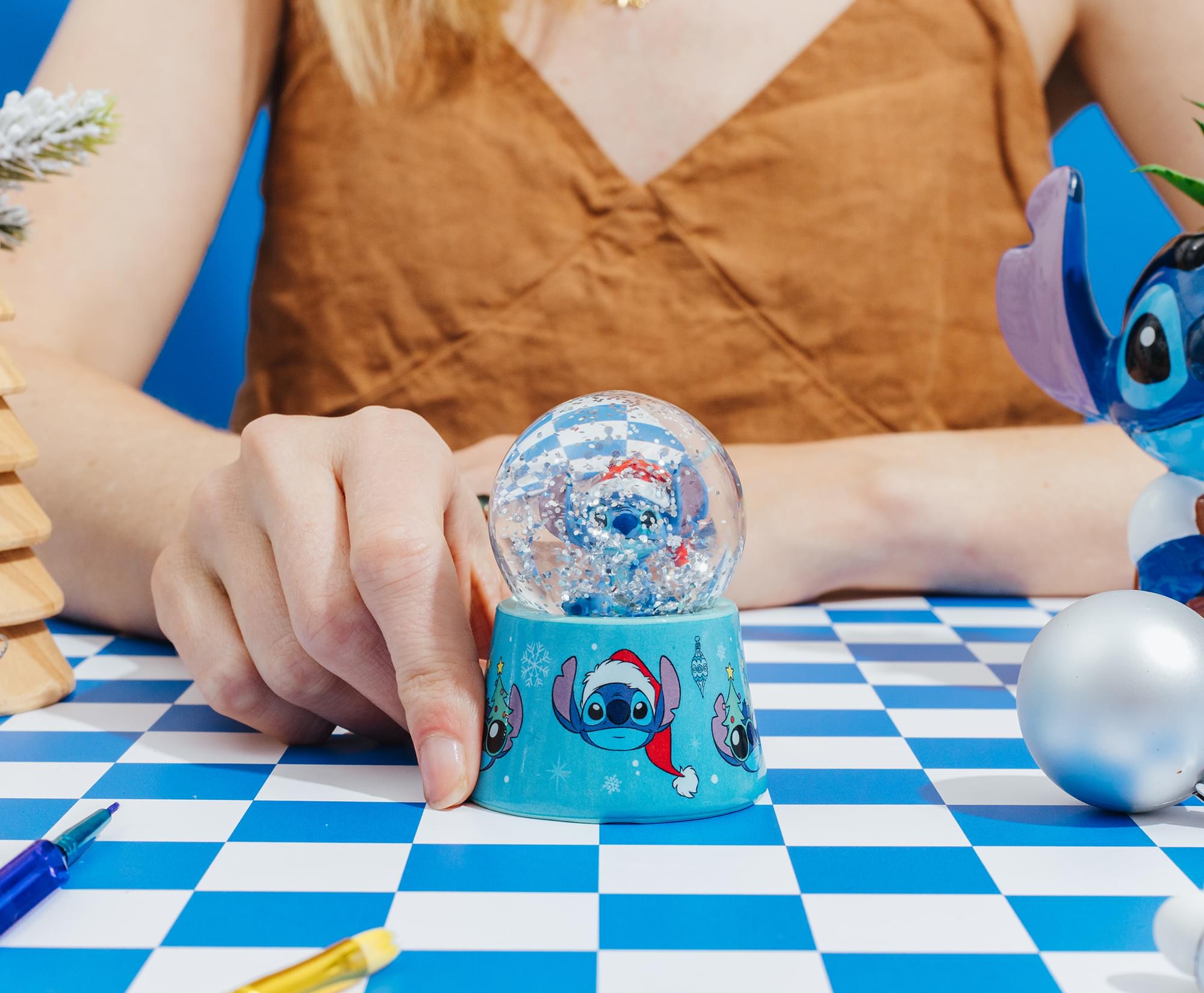 Disney Lilo & Stitch Santa Stitch 3-Inch Mini Light-Up Snow Globe