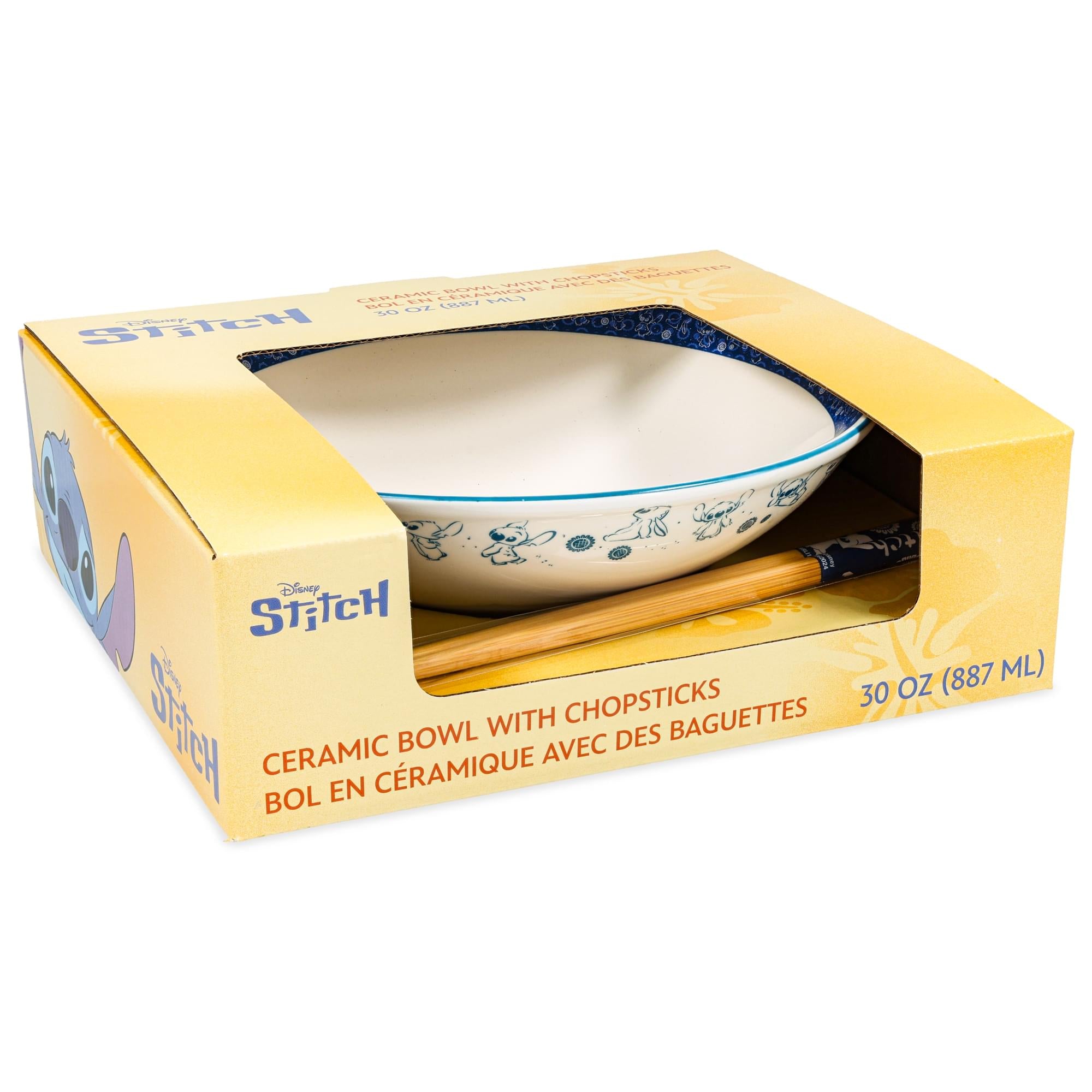 Disney Lilo & Stitch Sunflower 30-Ounce Ramen Bowl and Chopstick Set