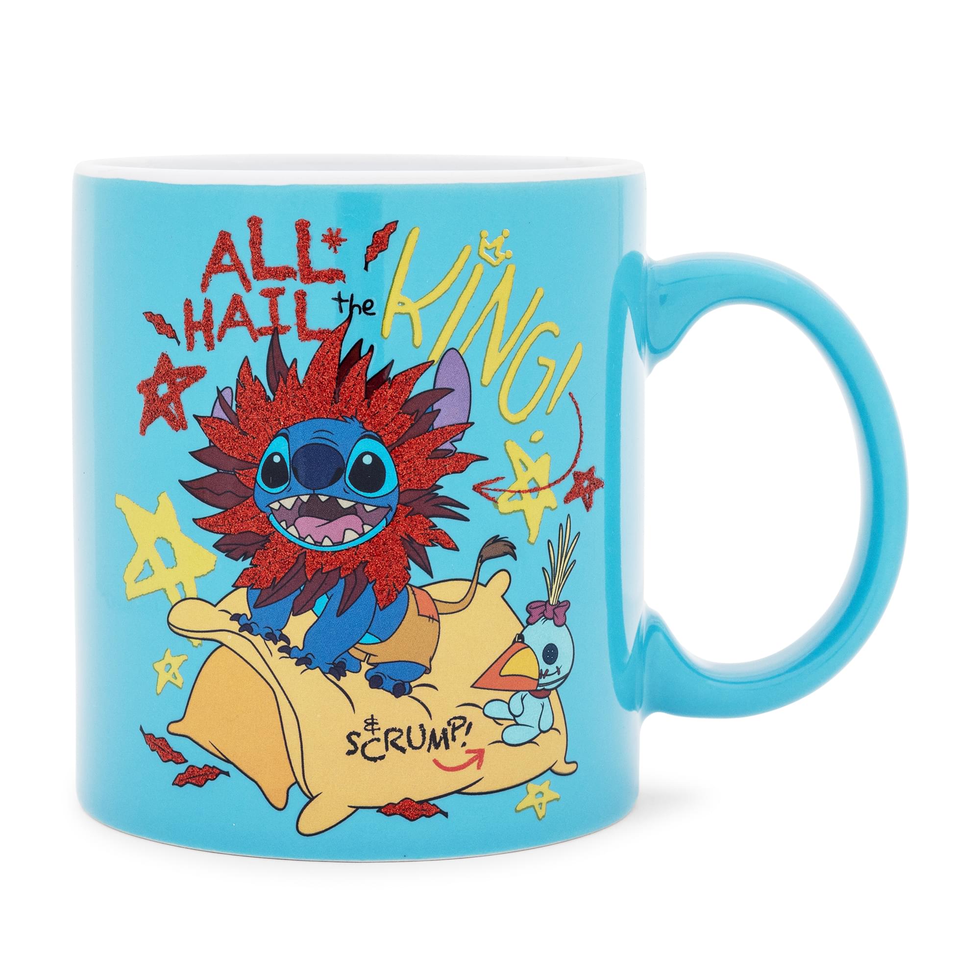 Disney Lilo & Stitch "All Hail The King" Ceramic Glitter Mug | Holds 20 Ounces