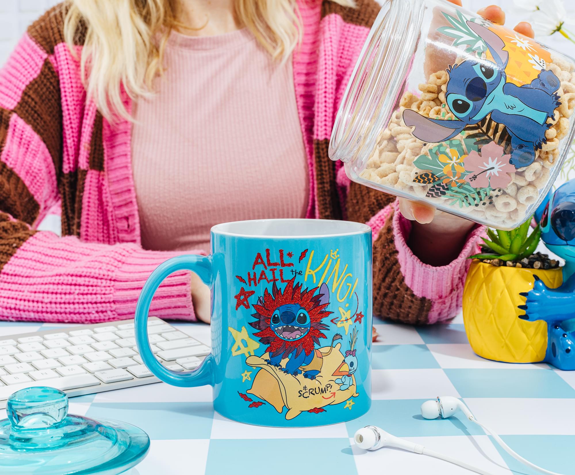 Disney Lilo & Stitch "All Hail The King" Ceramic Glitter Mug | Holds 20 Ounces