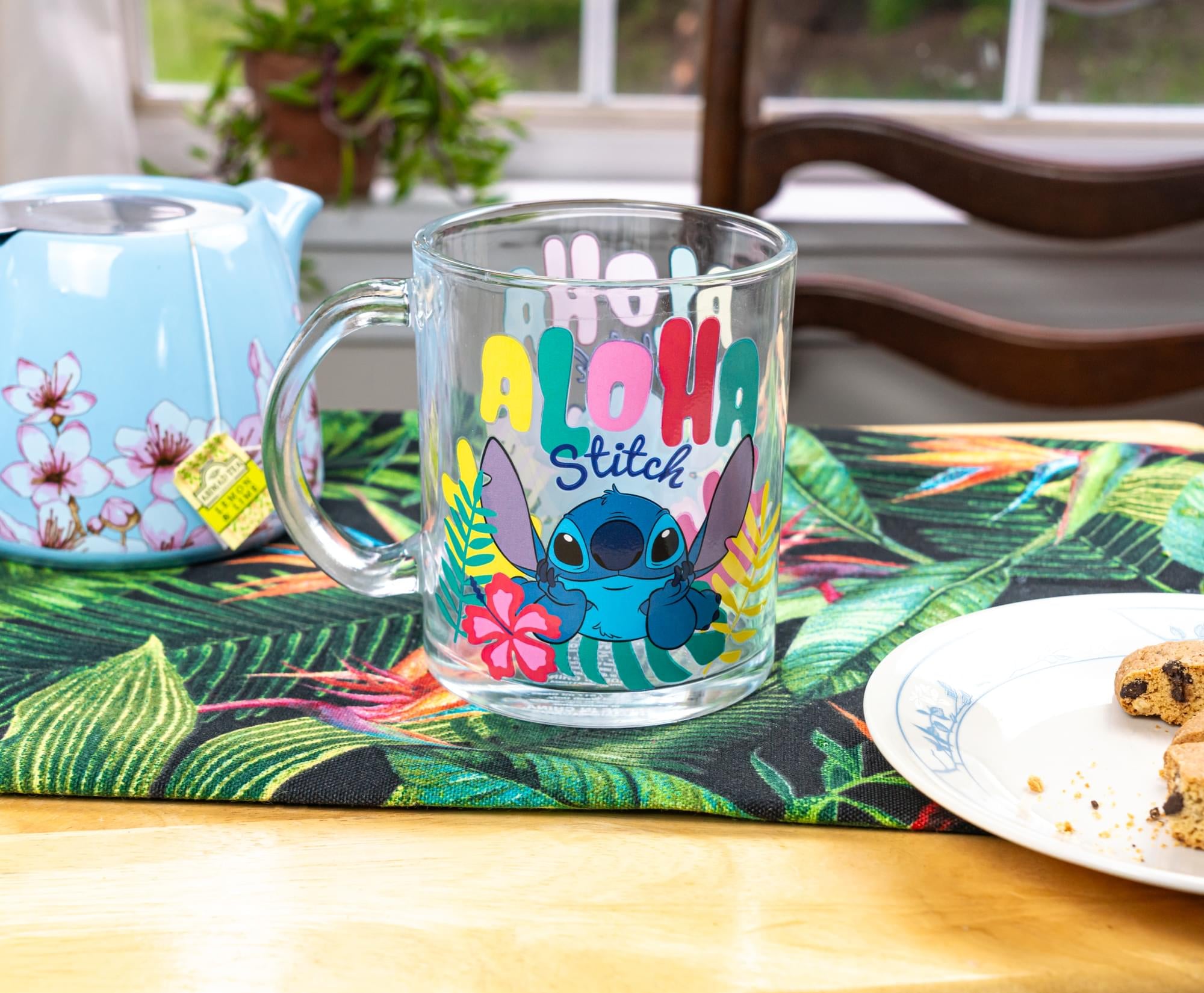 Disney Lilo & Stitch "Aloha" 18-Ounce Glass Coffee Mug
