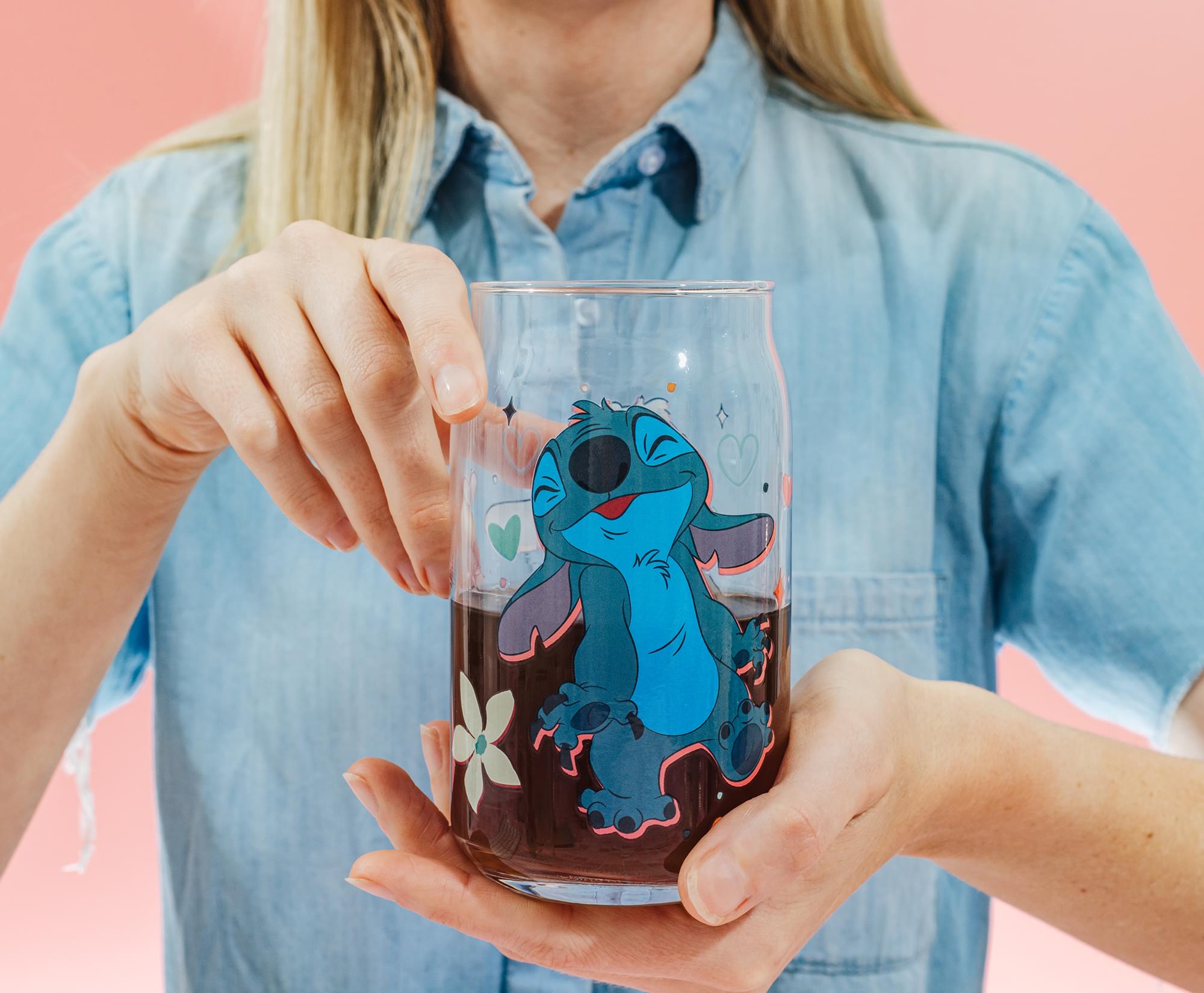 Disney Lilo & Stitch Characters 4-Piece Glass Can Set | Each Holds 16 Ounces