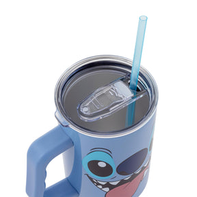 Disney Lilo & Stitch Face Stainless Steel Tumbler With Handle | Holds 40 Ounces