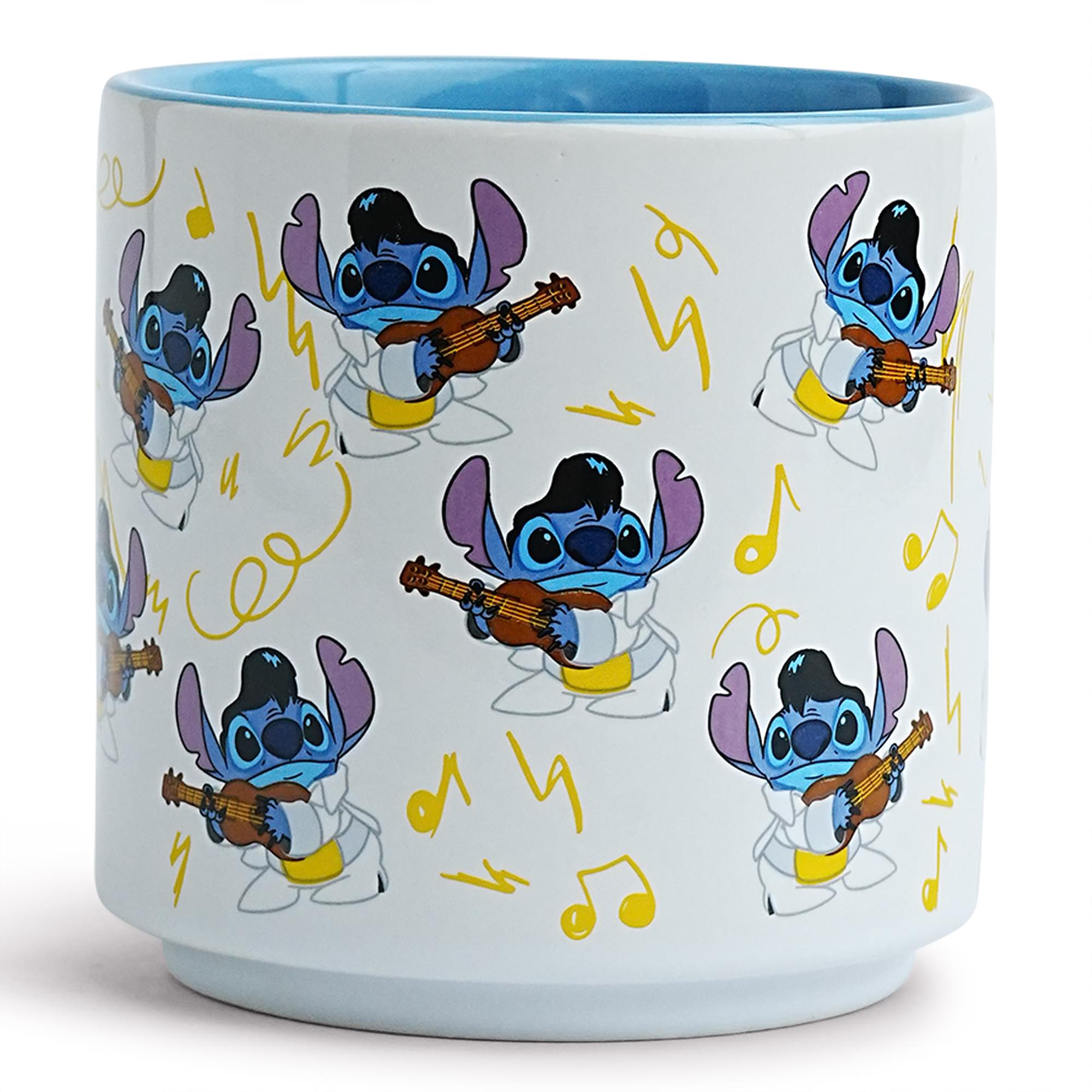 Disney Lilo & Stitch Elvis Playing Ukulele Ceramic Mug | Holds 13 Ounces
