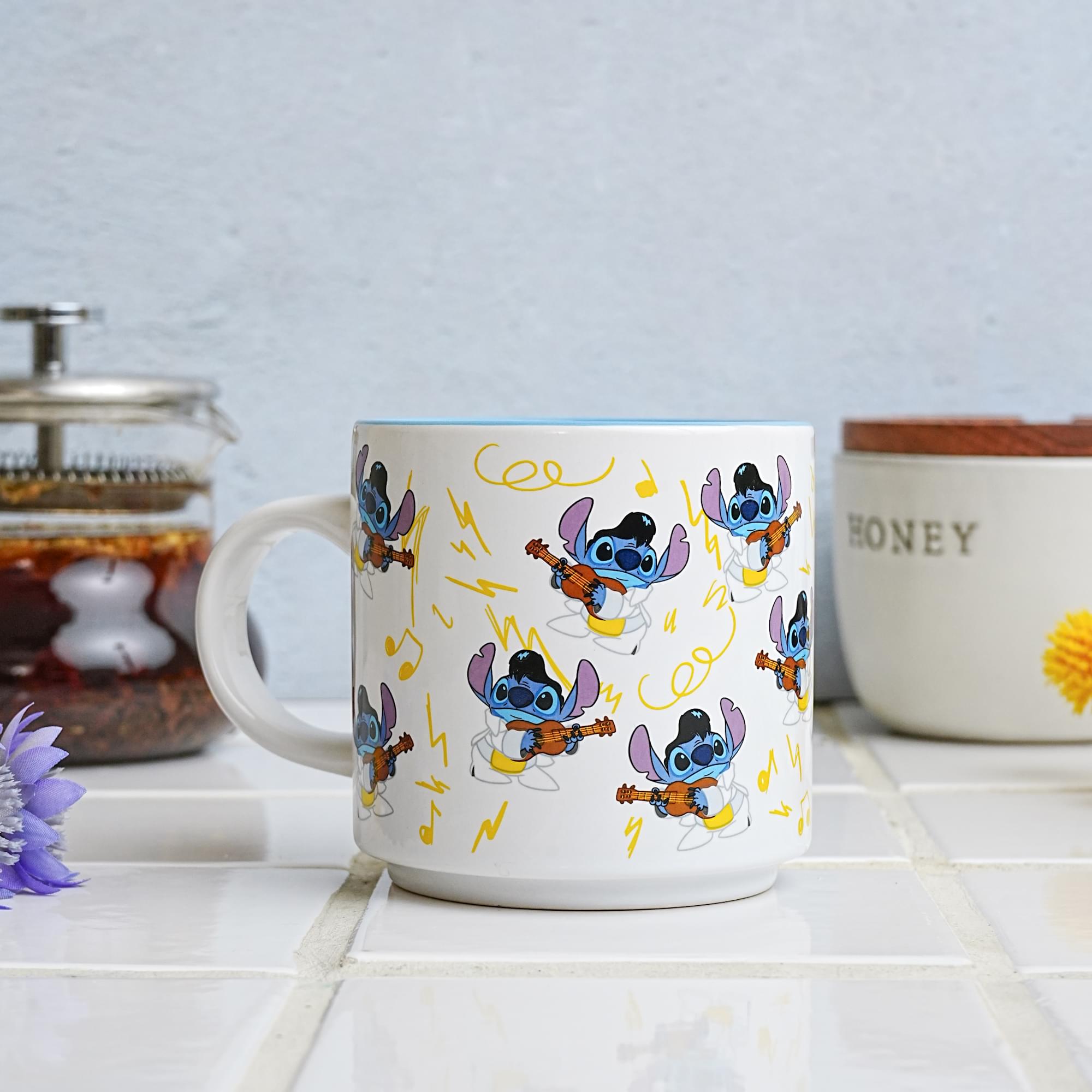Disney Lilo & Stitch Elvis Playing Ukulele Ceramic Mug | Holds 13 Ounces