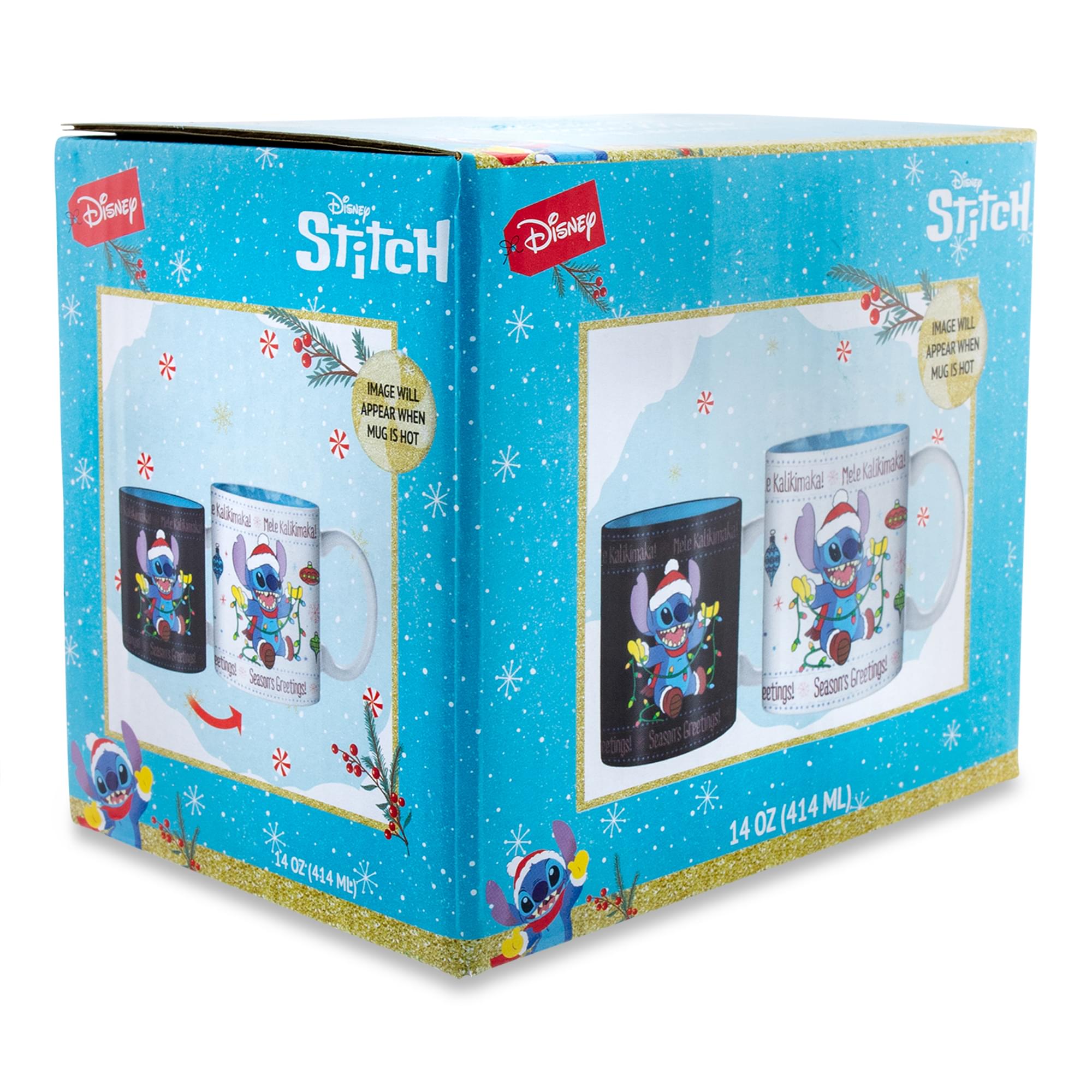 Disney Lilo & Stitch Holiday Sweater Heat-Reveal Ceramic Mug | Holds 14 Ounces