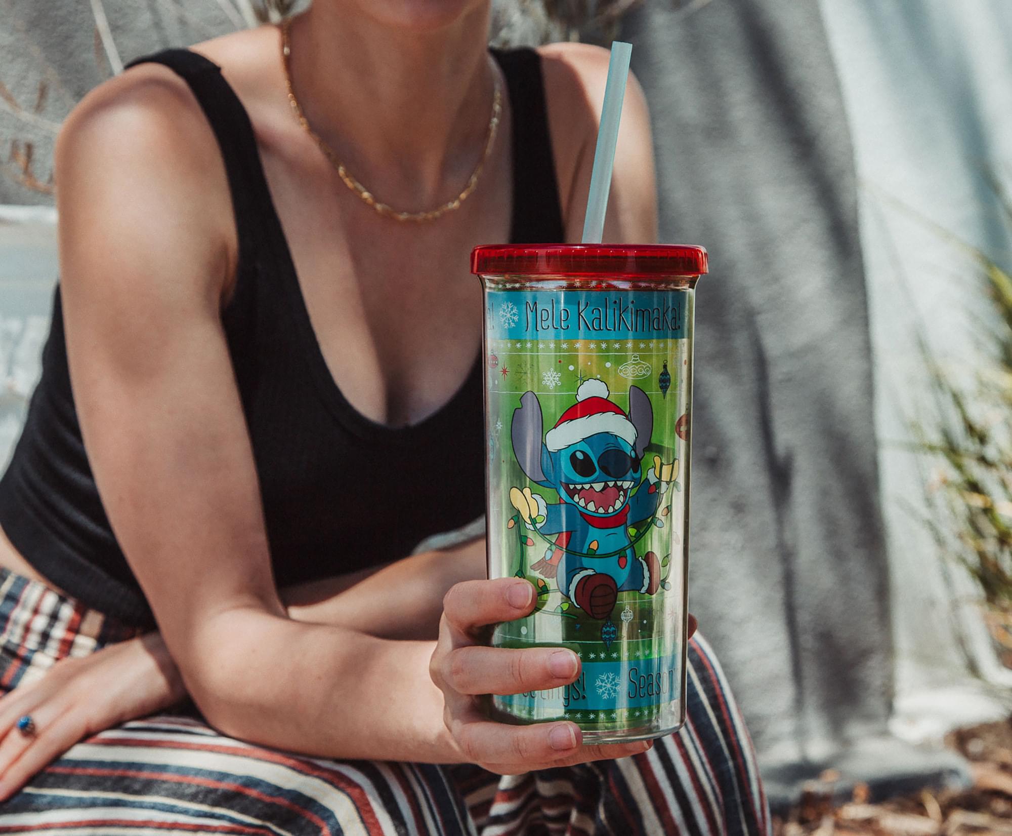 Disney Lilo & Stitch Holiday Lights Carnival Cup With Lid And Straw | Holds 20 Ounces