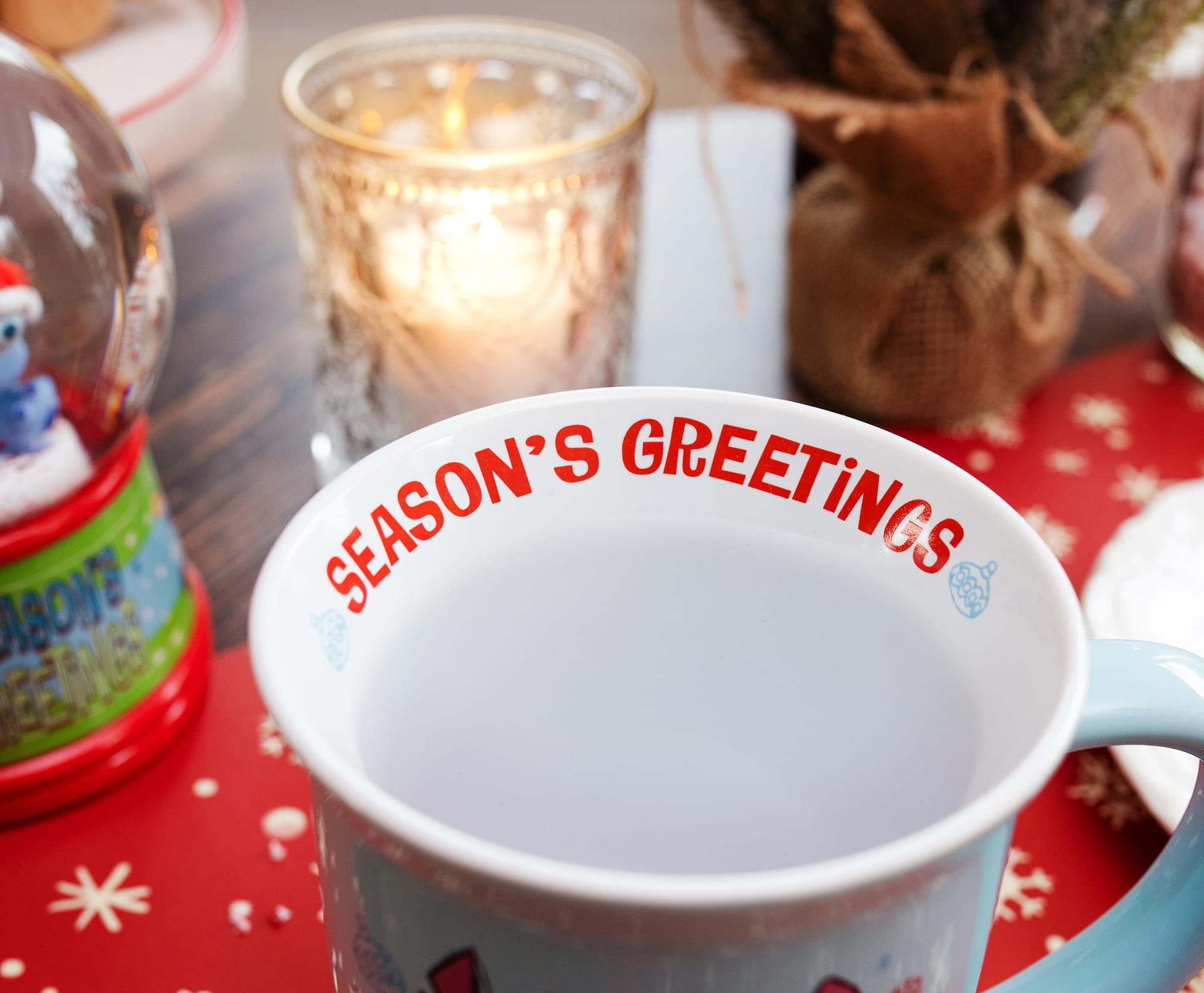 Disney Lilo & Stitch "Season's Greetings" Wide Rim Ceramic Mug | Holds 16 Ounces