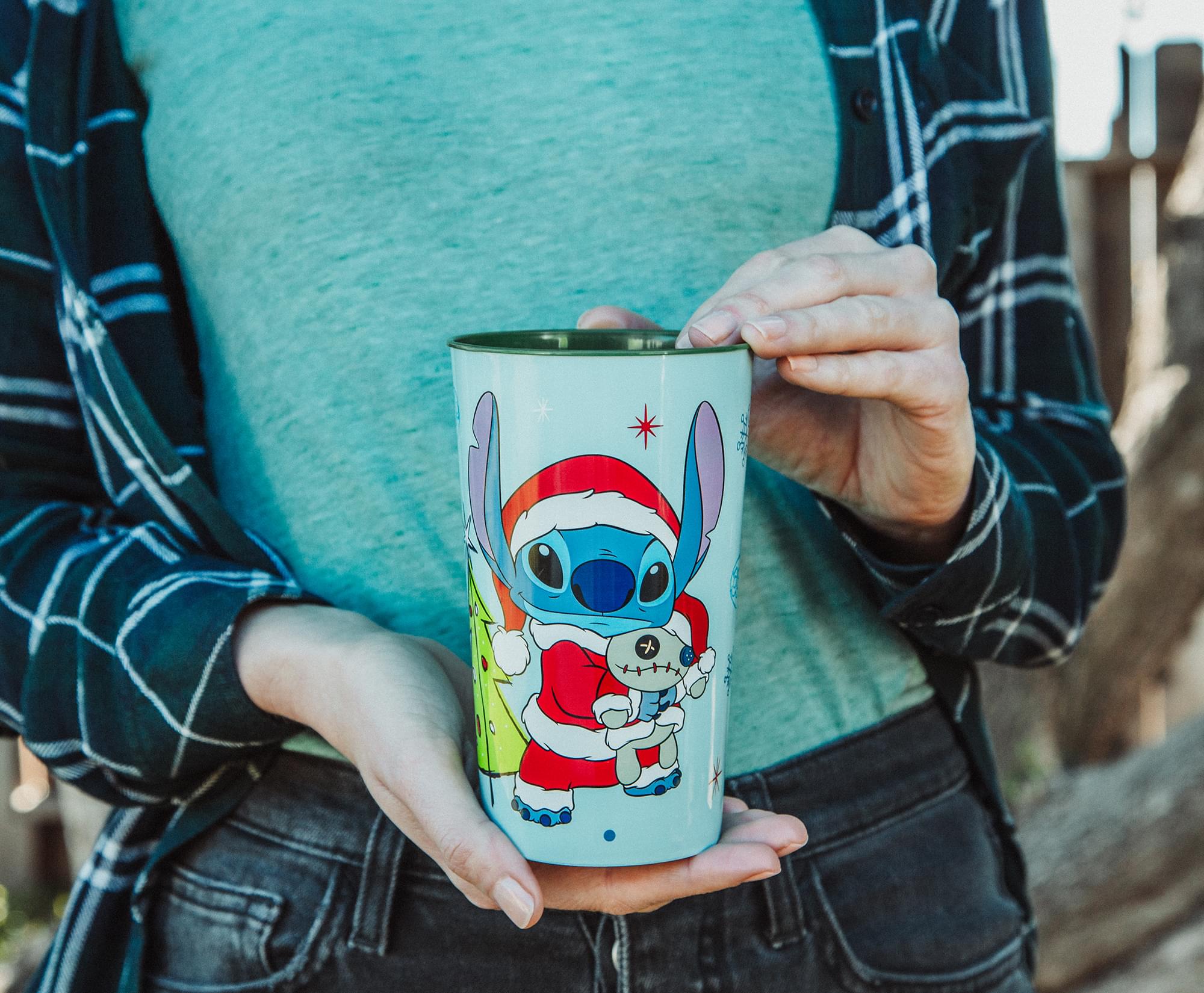 Disney Lilo & Stitch Santa Stitch 4-Piece Plastic Cup Set | Each Holds 22 Ounces