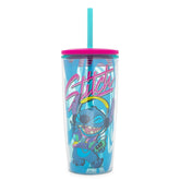 Disney Lilo & Stitch Jamming Plastic Tumbler With Lid and Straw | Hold 20 Ounces