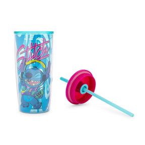 Disney Lilo & Stitch Jamming Plastic Tumbler With Lid and Straw | Hold 20 Ounces