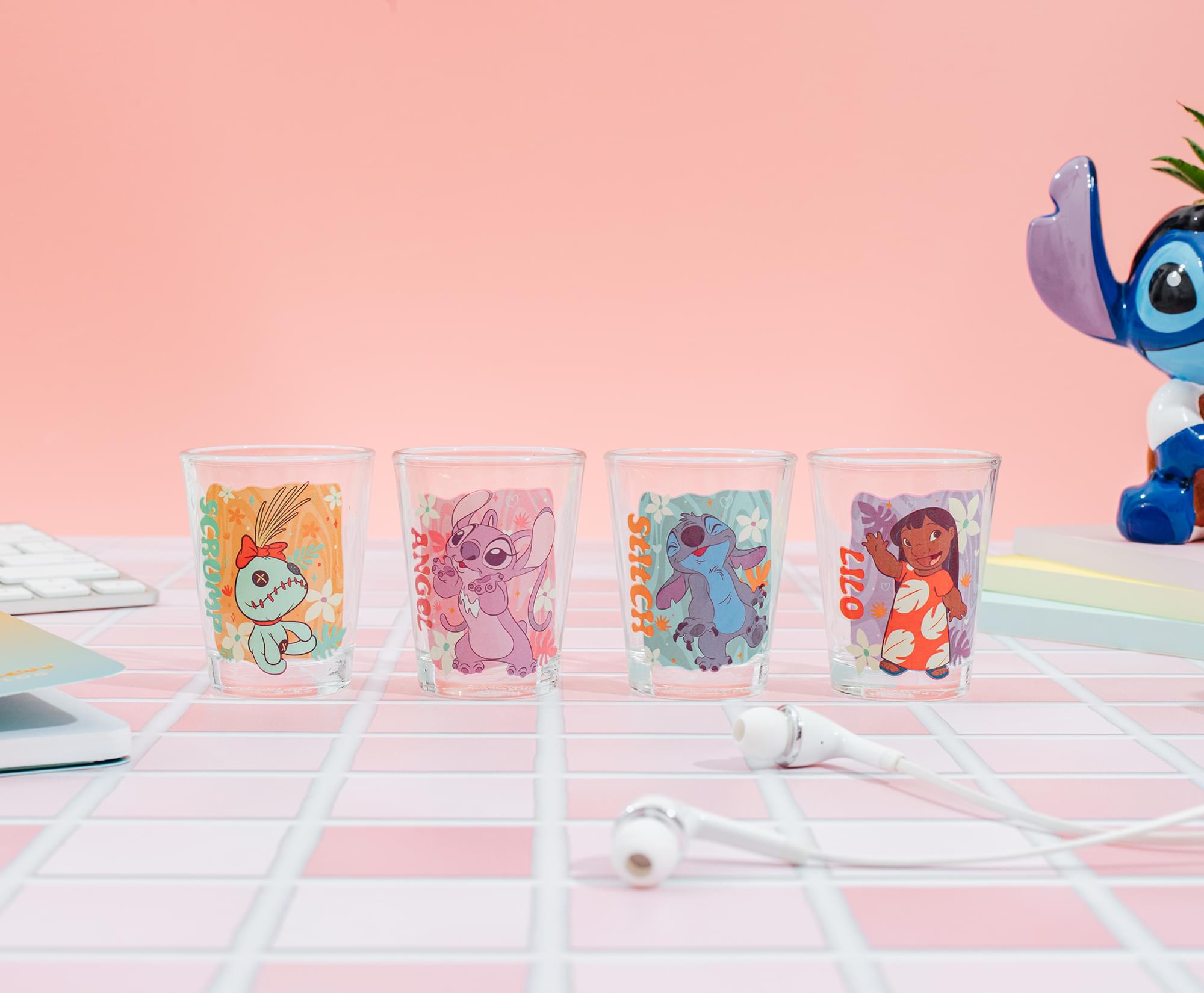 Disney Lilo & Stitch Tropical Characters 2-Ounce Mini Shot Glasses | Set of 4